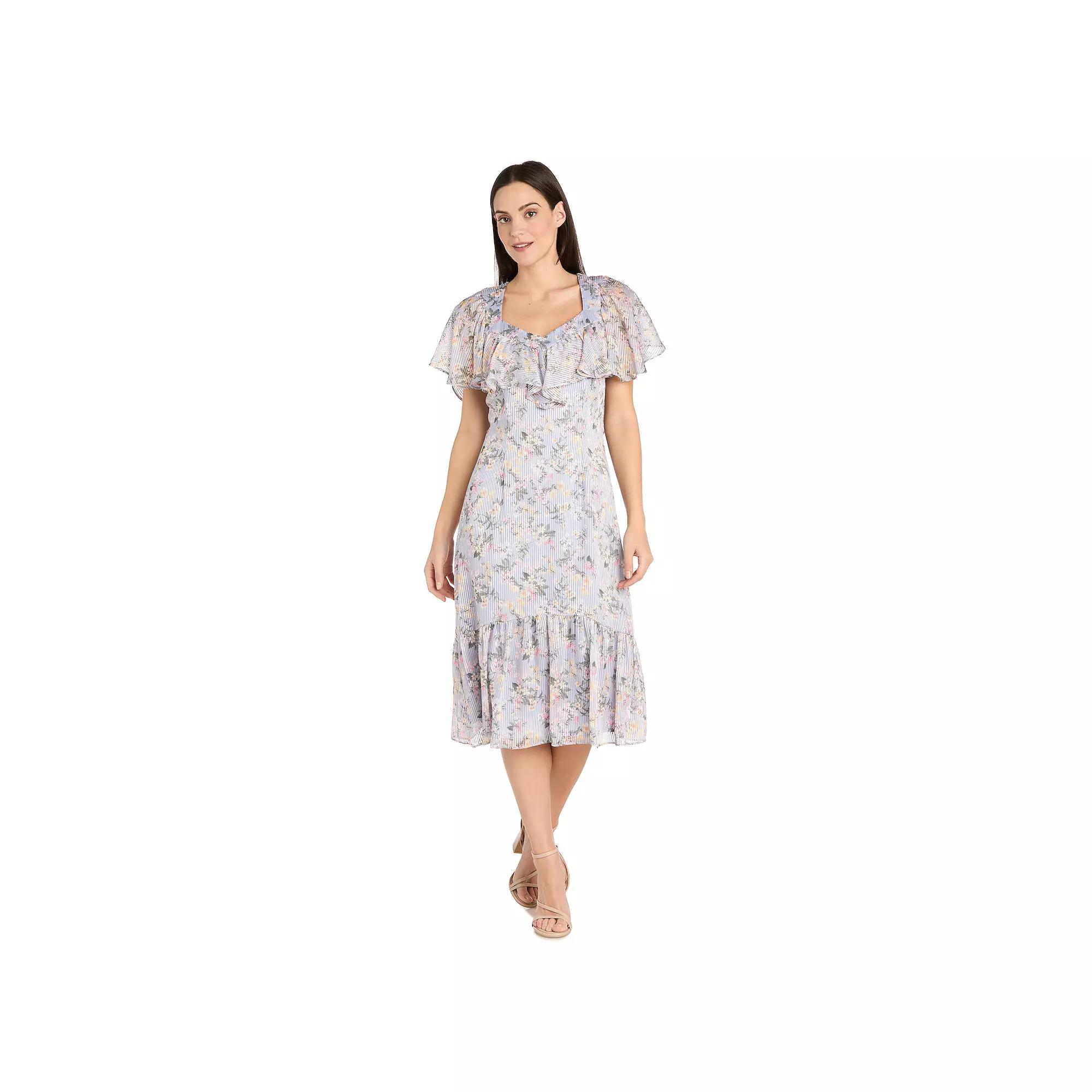 Women's R&M Richards Capelet Shirred Midi Dress,  Product Image