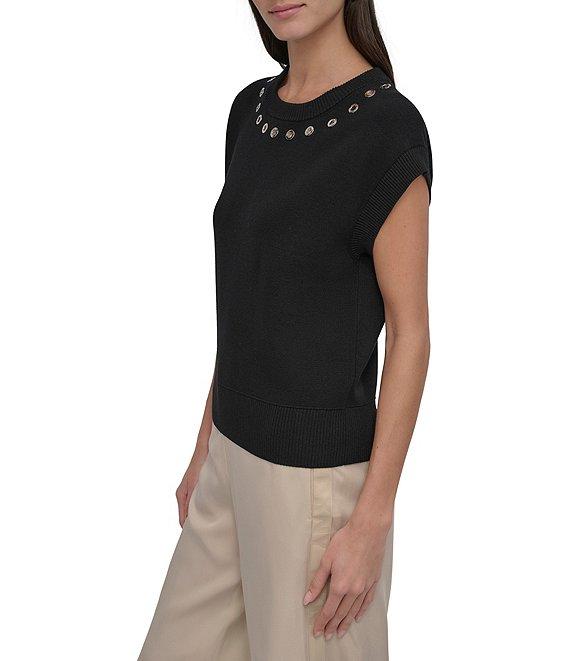 DKNY by Donna Karan Sleeveless Logo Grommet Sweater Product Image