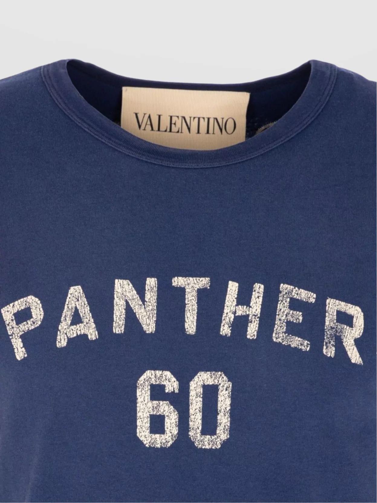 VALENTINO Garavani Navy Cotton T-shirt In Blue Product Image
