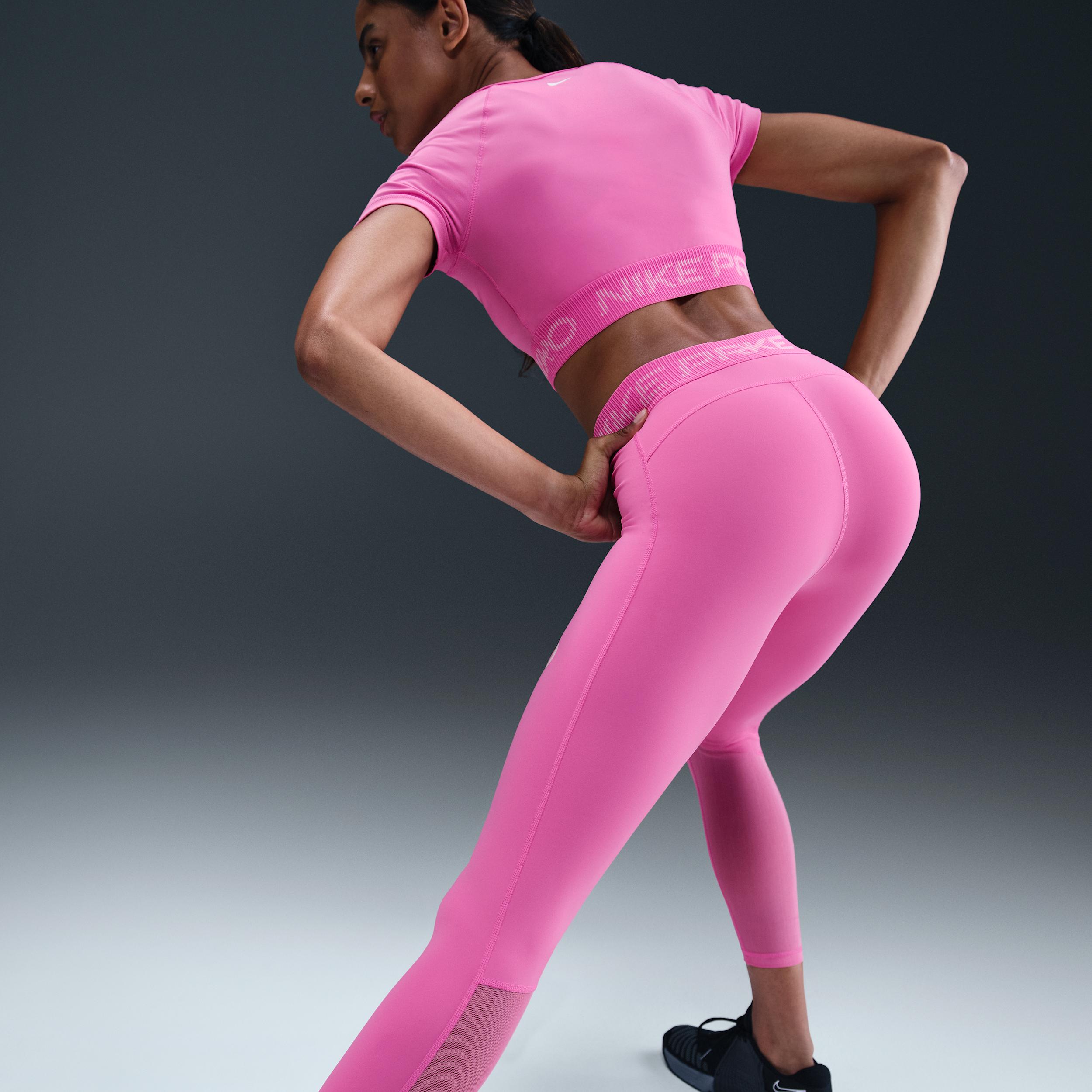 Womens Nike Pro Mid-Rise 7/8 Mesh-Panel Graphic Leggings | HV2306-675 Product Image