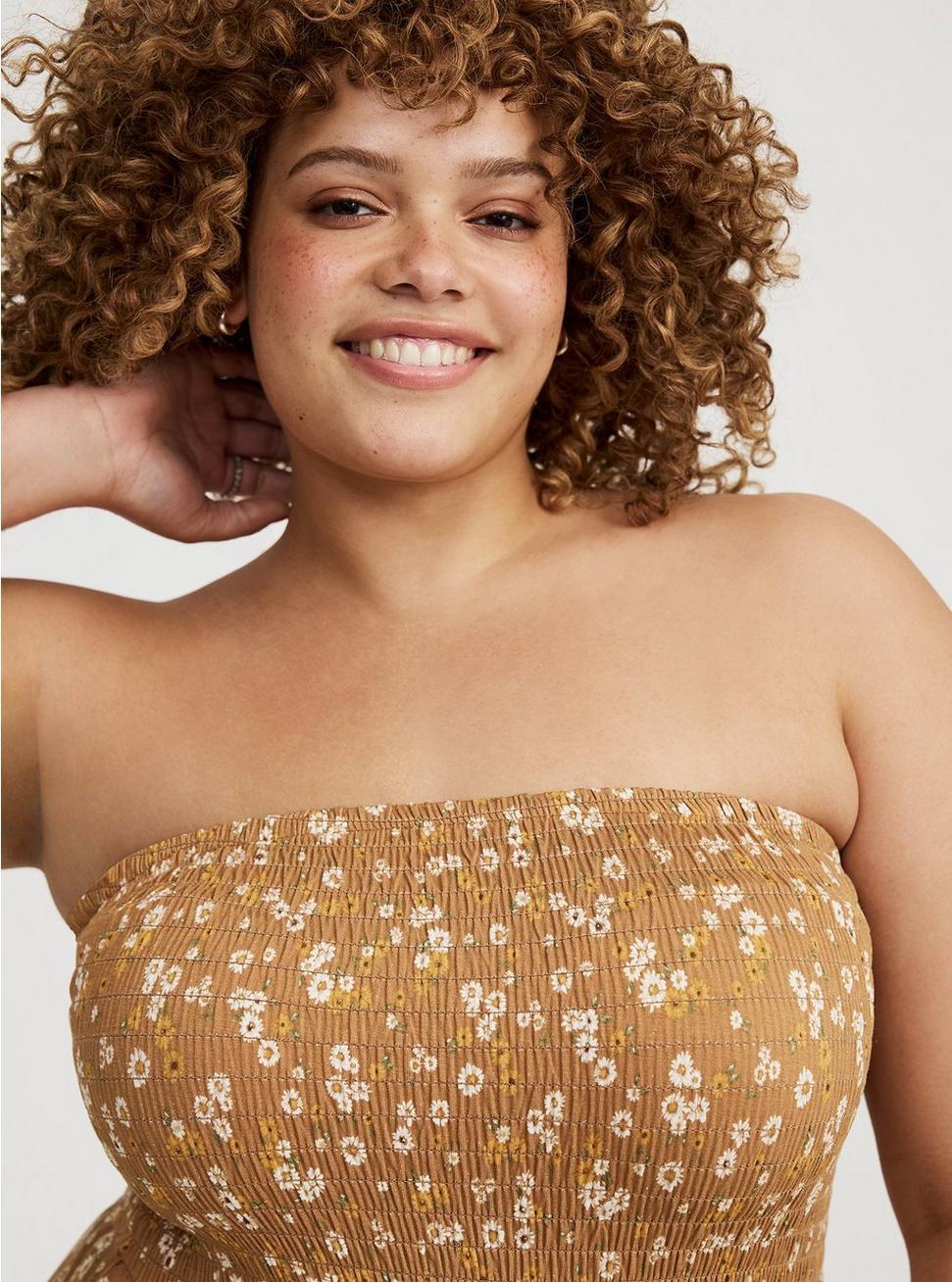 Crinkle Knit Smocked Tube Romper Product Image