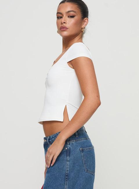 Rehna Short Sleeve Top White Product Image