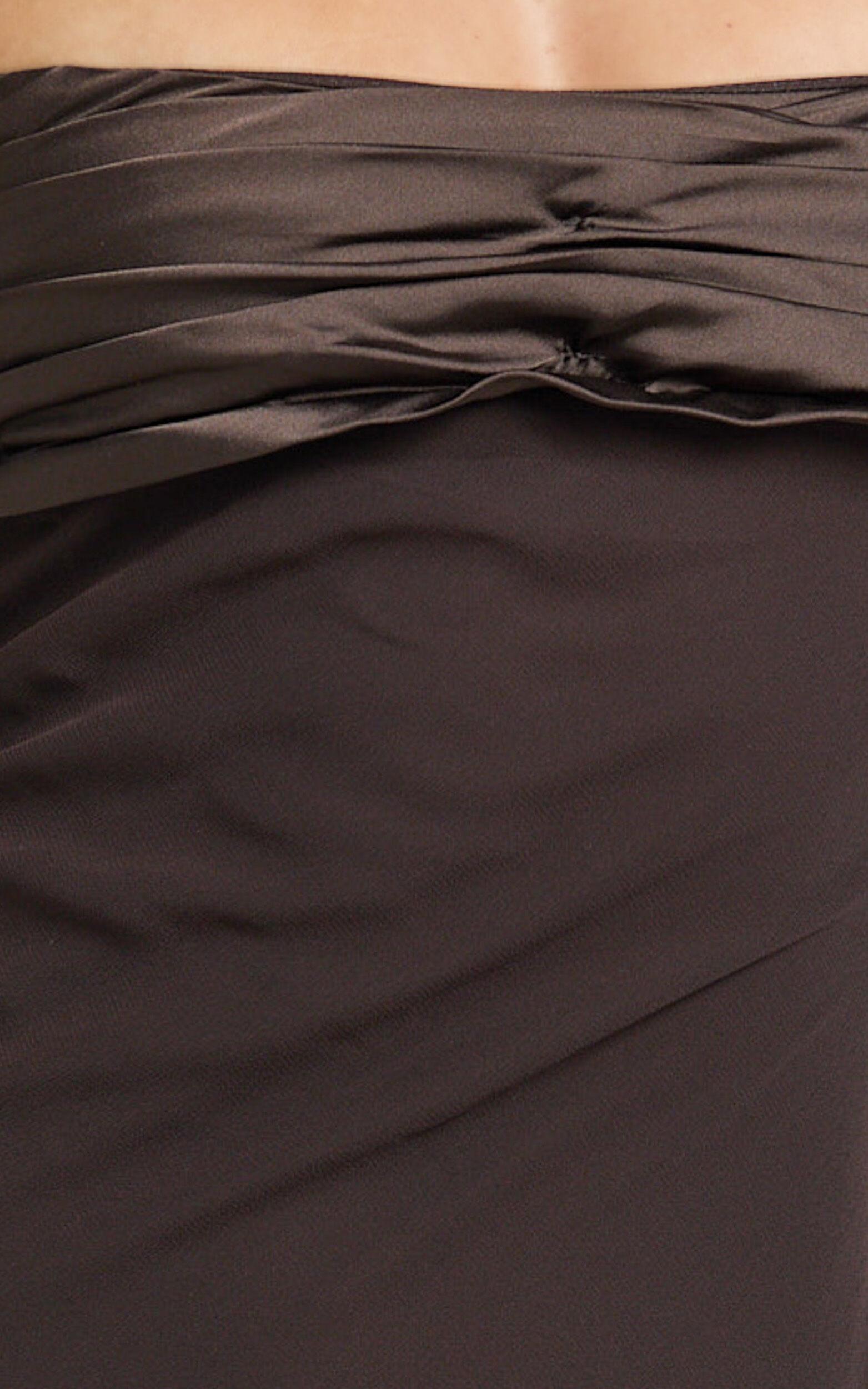 Sonya Maxi Dress - Cowl Neck Asymmetric Fit And Flare Dress in Chocolate Product Image