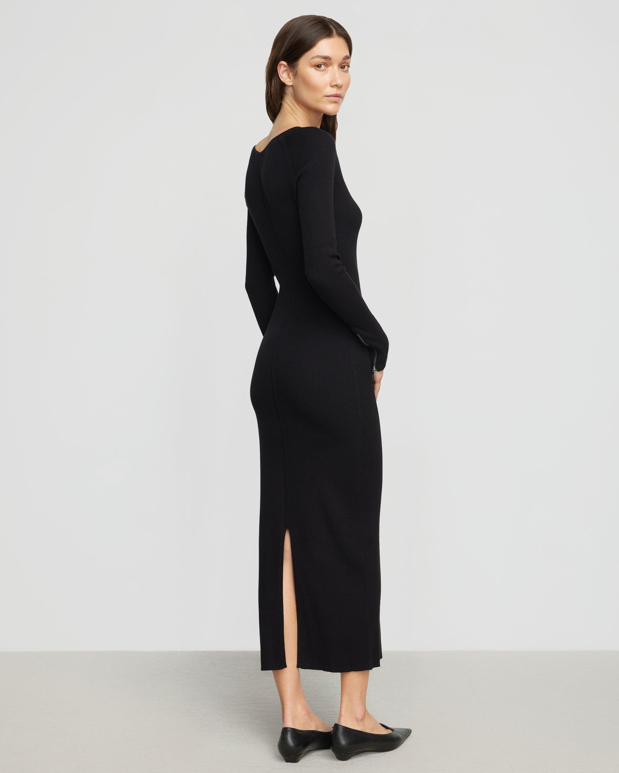 Elizabeth Zipper-Sleeve Ribbed Dress Product Image