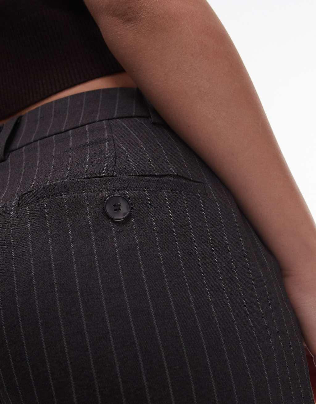 Topshop Hourglass low slung striped pants in charcoal Product Image