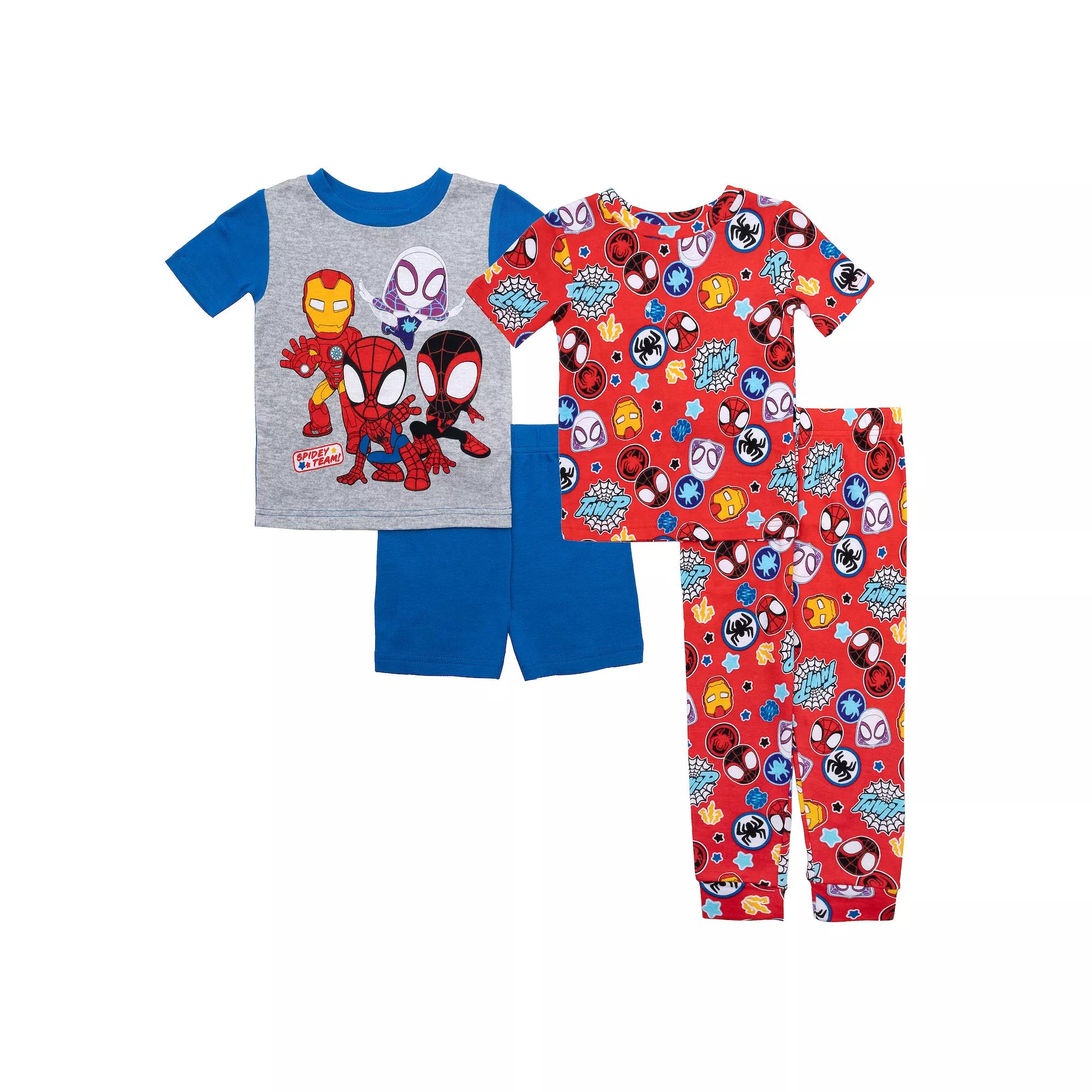 Toddler Boys Spider-Man "Spidey Team" Pajama Shirts, Pajama Pants and Pajama Shorts 4-Piece Set, Toddler Boy's,  Product Image