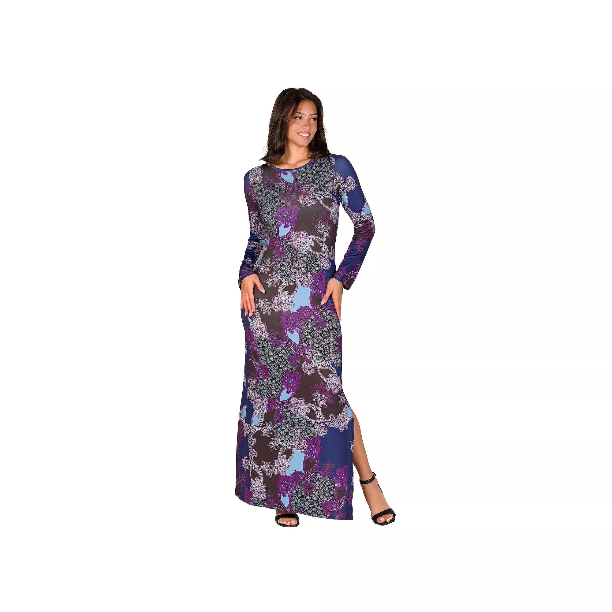 Women's 24Seven Comfort Apparel Side Slit Maxi Dress,  Product Image