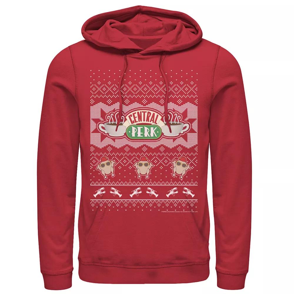 Men's Friends Central Perk Holiday Pattern Hoodie, Size: Small, Red Product Image