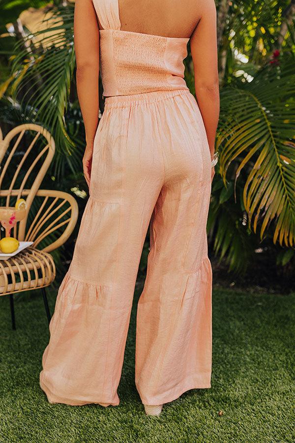 Viva La Travel High Waist Wide Leg Pants in Peach Product Image