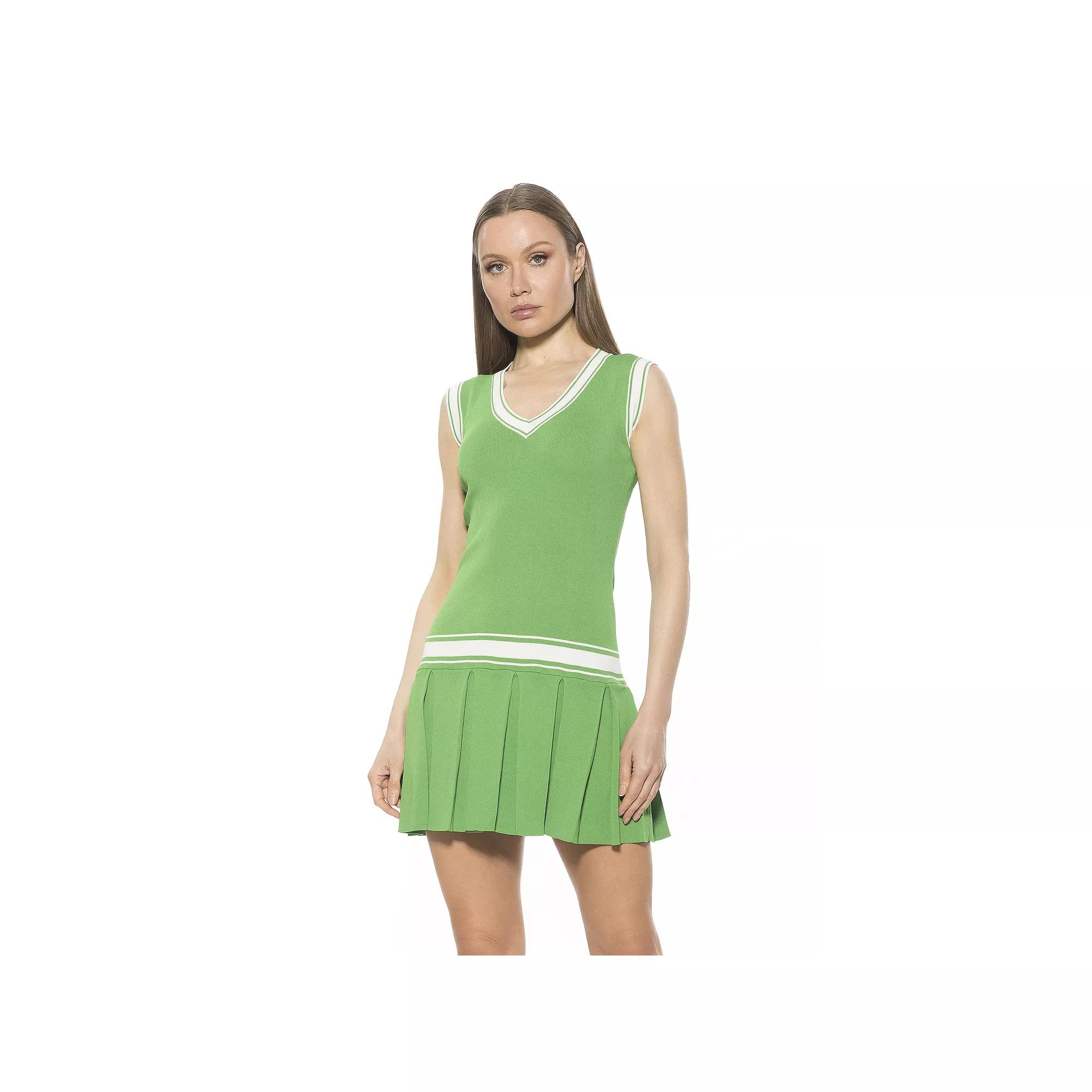 Women's ALEXIA ADMOR Venus V-Neck Dropped Waist Knit Tennis Dress,  Product Image