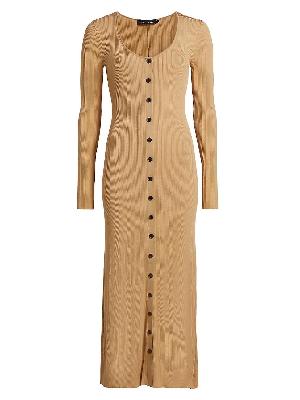 Womens Athena Rib-Knit Button-Front Dress Product Image