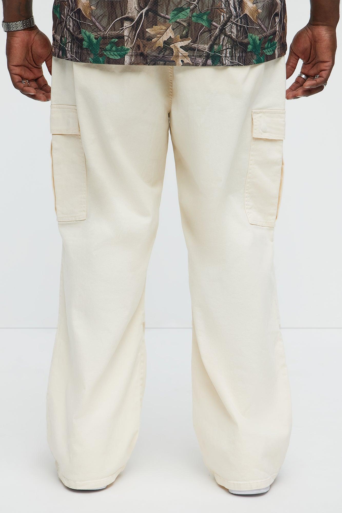 Yes Please Baggy Cargo Pants - Cream Male Product Image