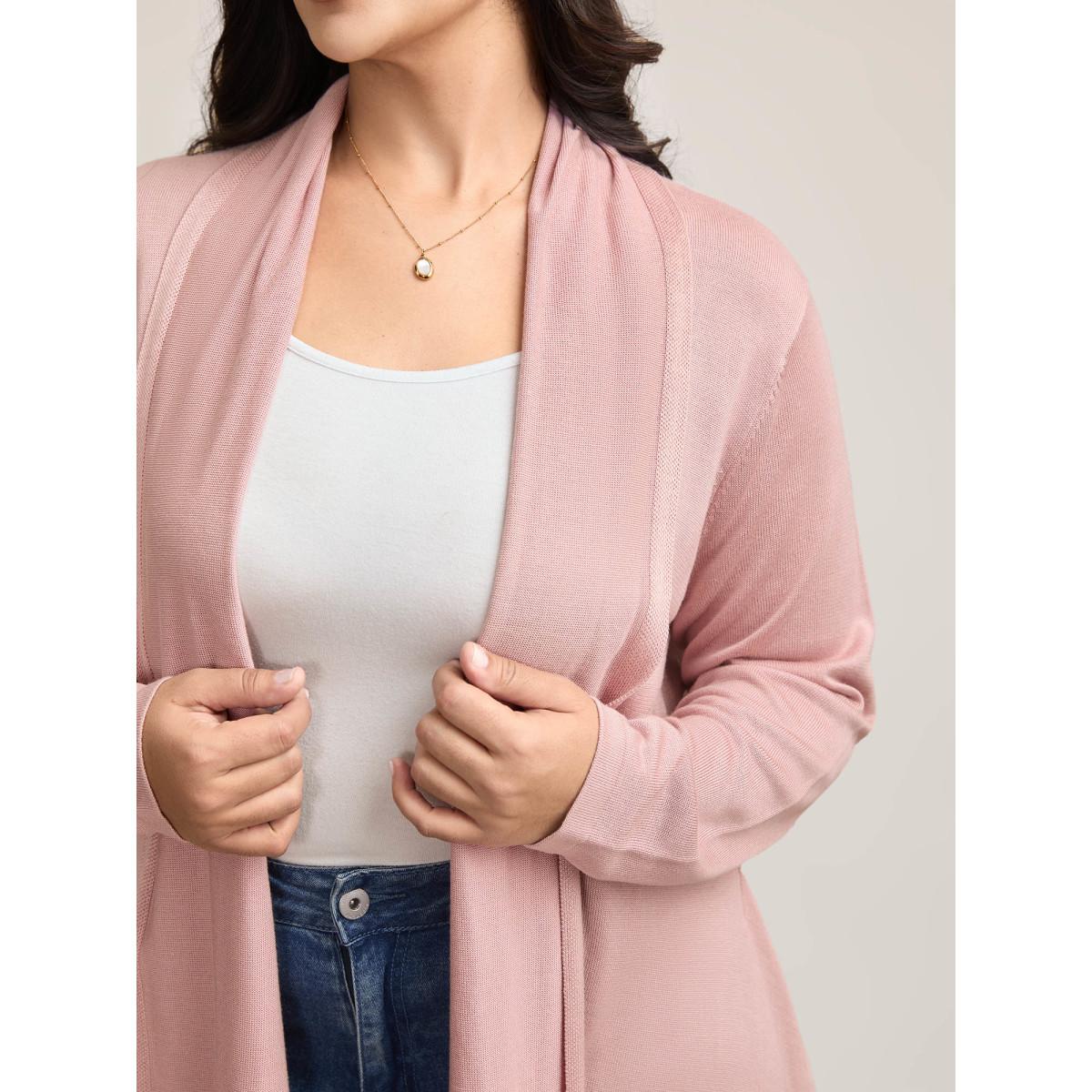 Plus Size Hi-Low Hem Open-Front Knit Cardigan Crepe Women Casual Loose Long Sleeve Everyday Cardigans BloomChic 22-24/3X Product Image