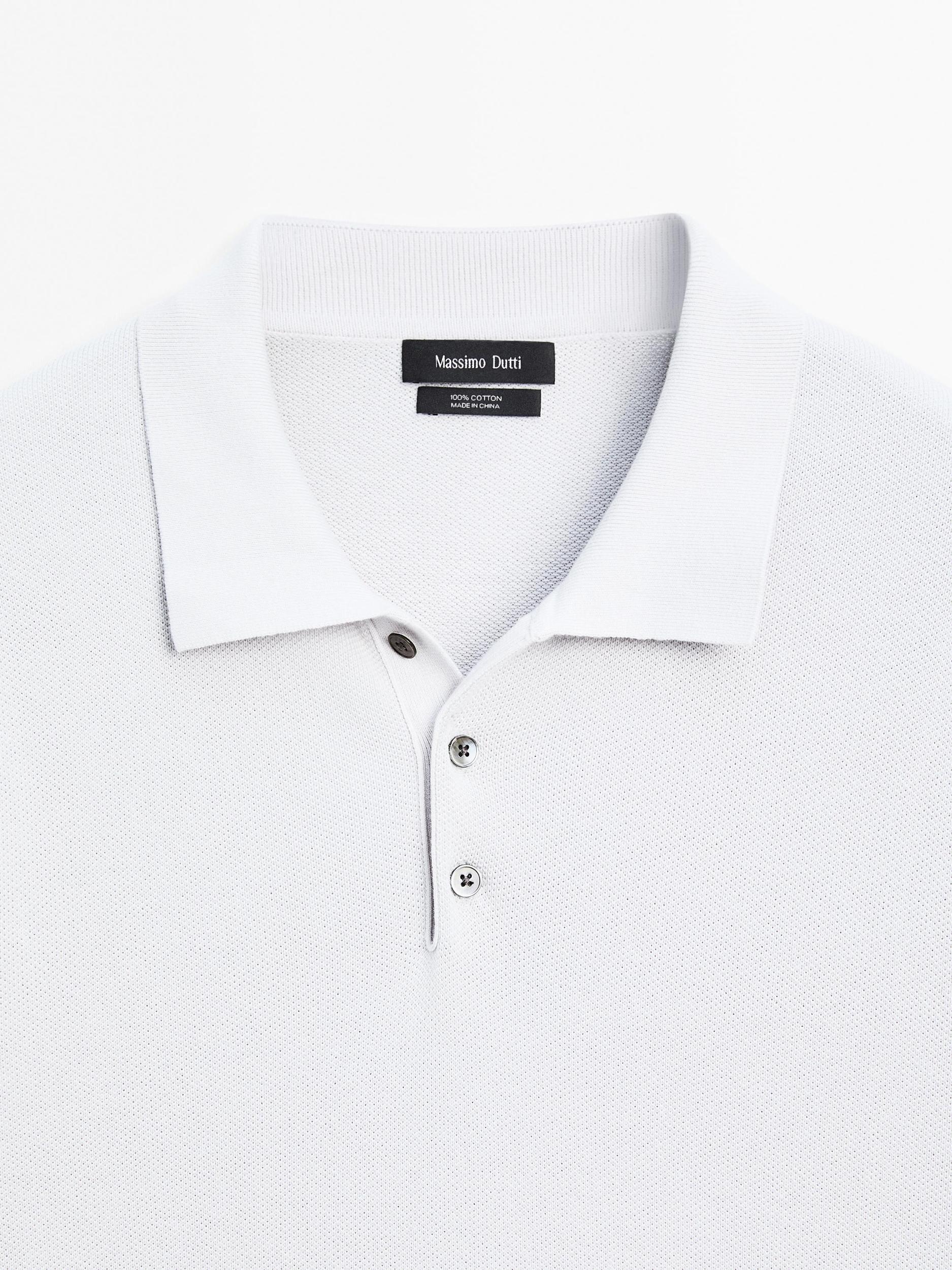 100% cotton textured knit polo shirt Product Image