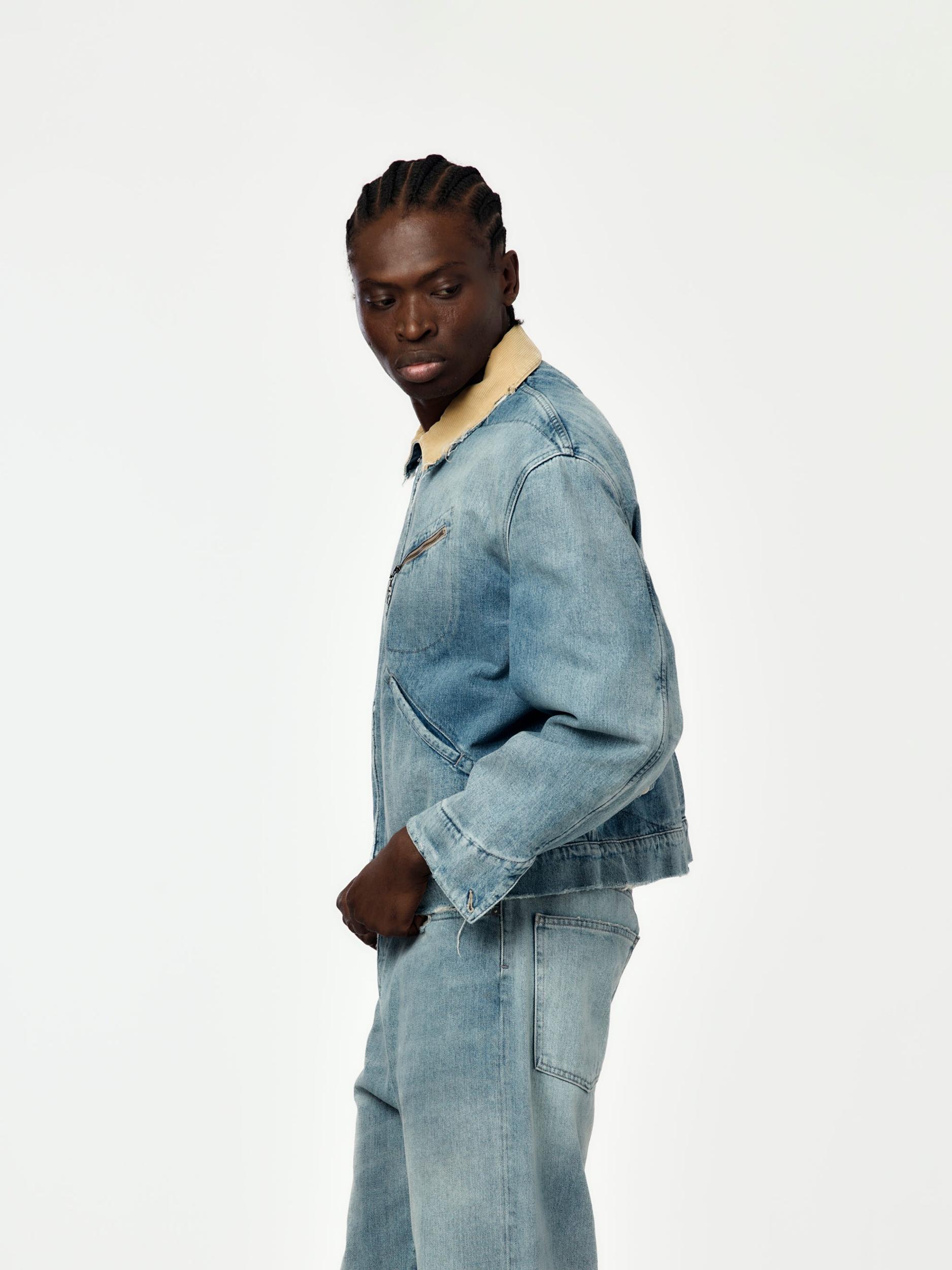 Japanese Denim Sports Jacket (Light Blue) Product Image