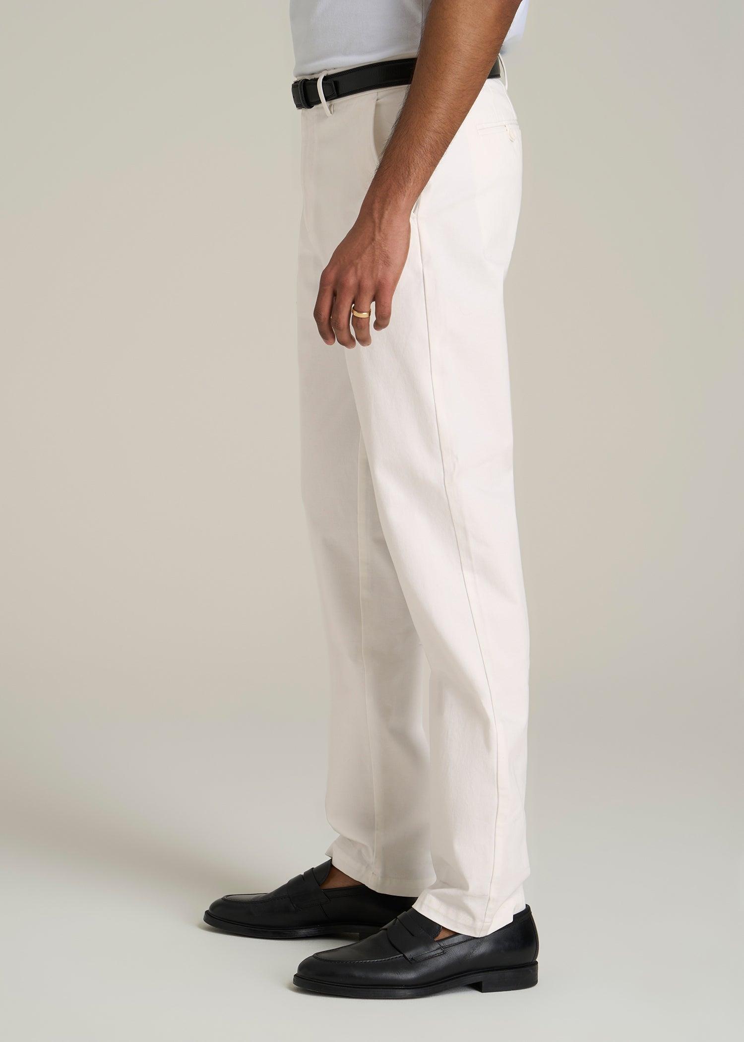 4 Way Stretch Commuter TAPERED Chino Pants for Tall Men in White Alyssum Male Product Image