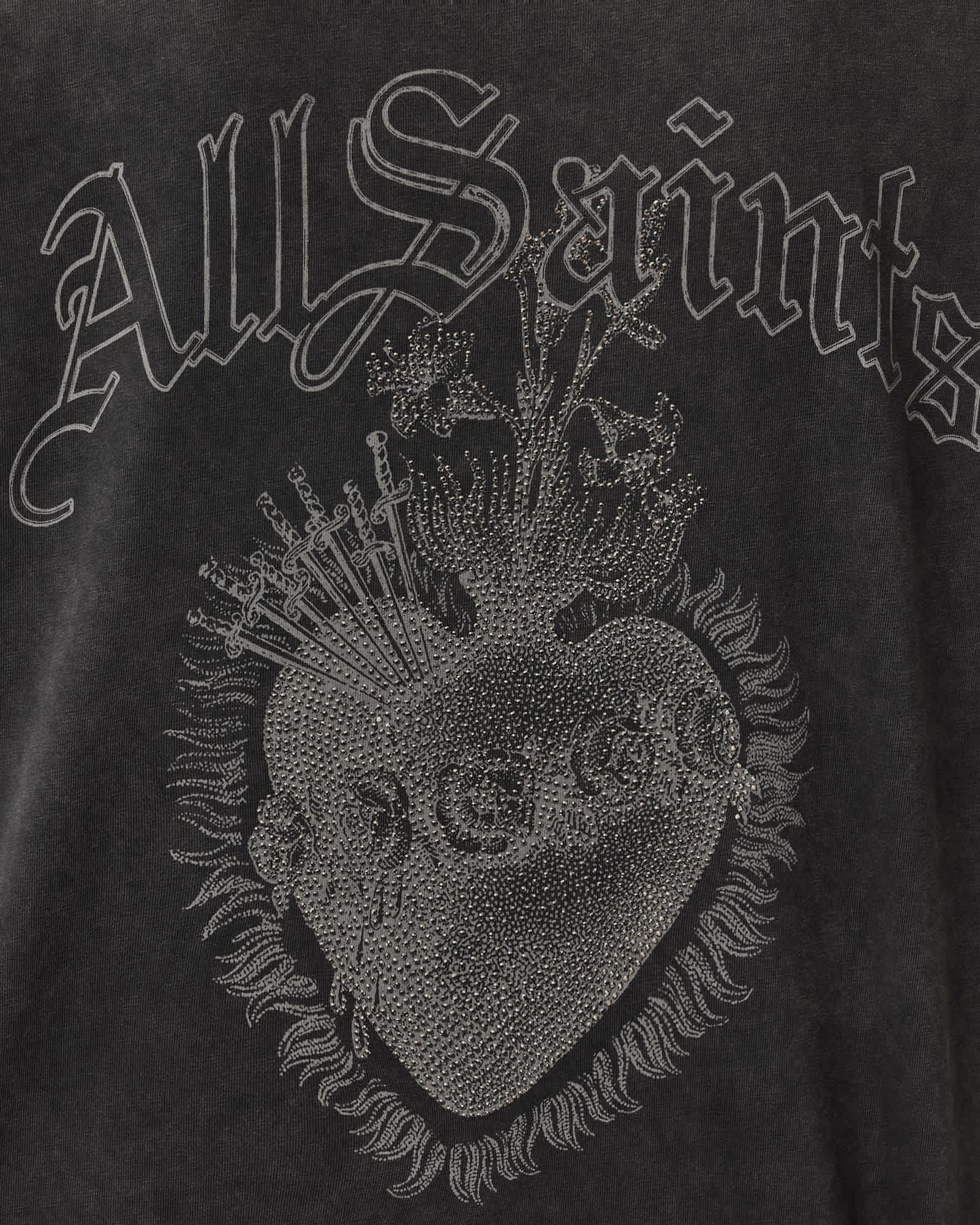 Sabbath Boxy Embellished Graphic T-Shirt Washed Black | ALLSAINTS US Product Image