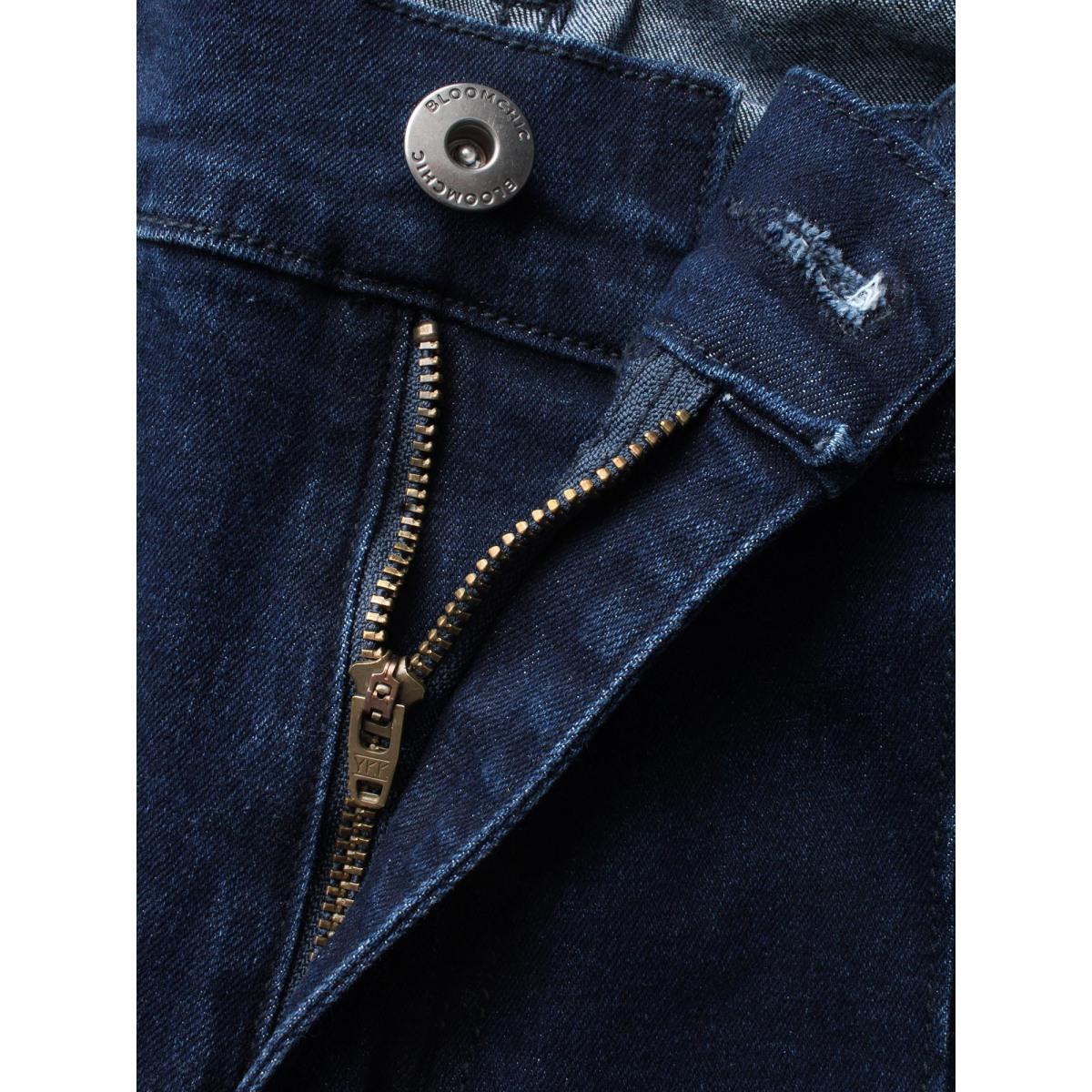 Plus Size Dark Wash Seam Detail Wide Leg Jeans Women Denimindigo Leisure Medium stretch Slanted pocket Jeans BloomChic 16/1X Product Image