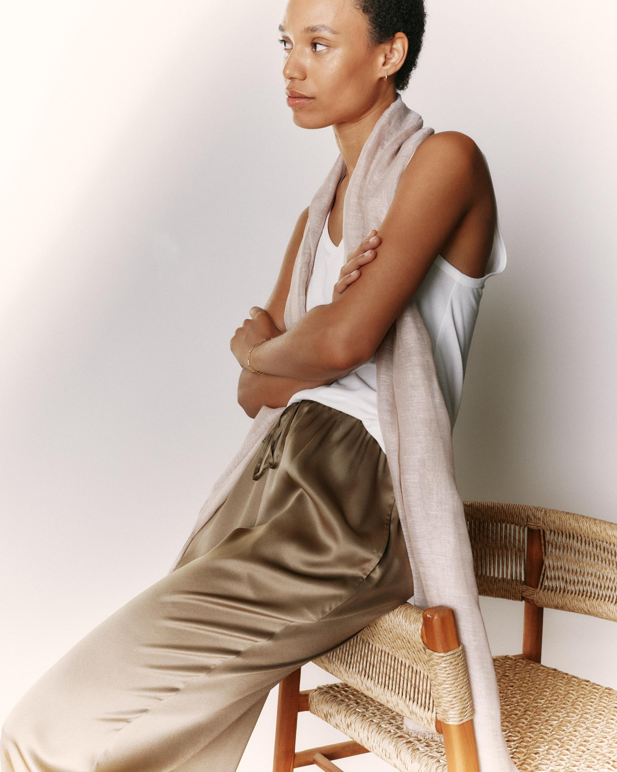 Quince | Women's Drawstring Wide Leg Pants Size XL, Silk Product Image