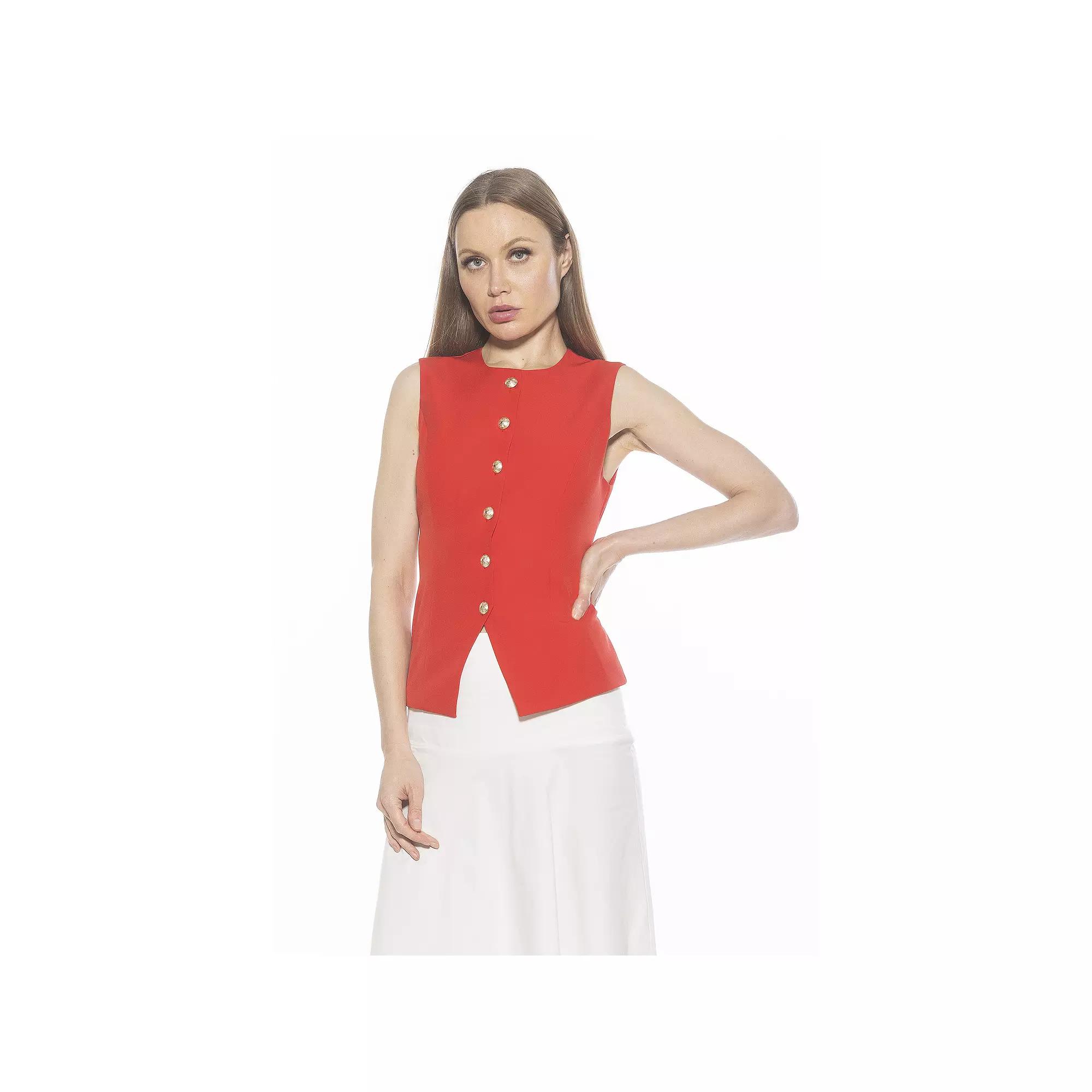 Women's ALEXIA ADMOR Kinsley Crewneck Sleeveless Vest Top, Size: 2, Red Product Image