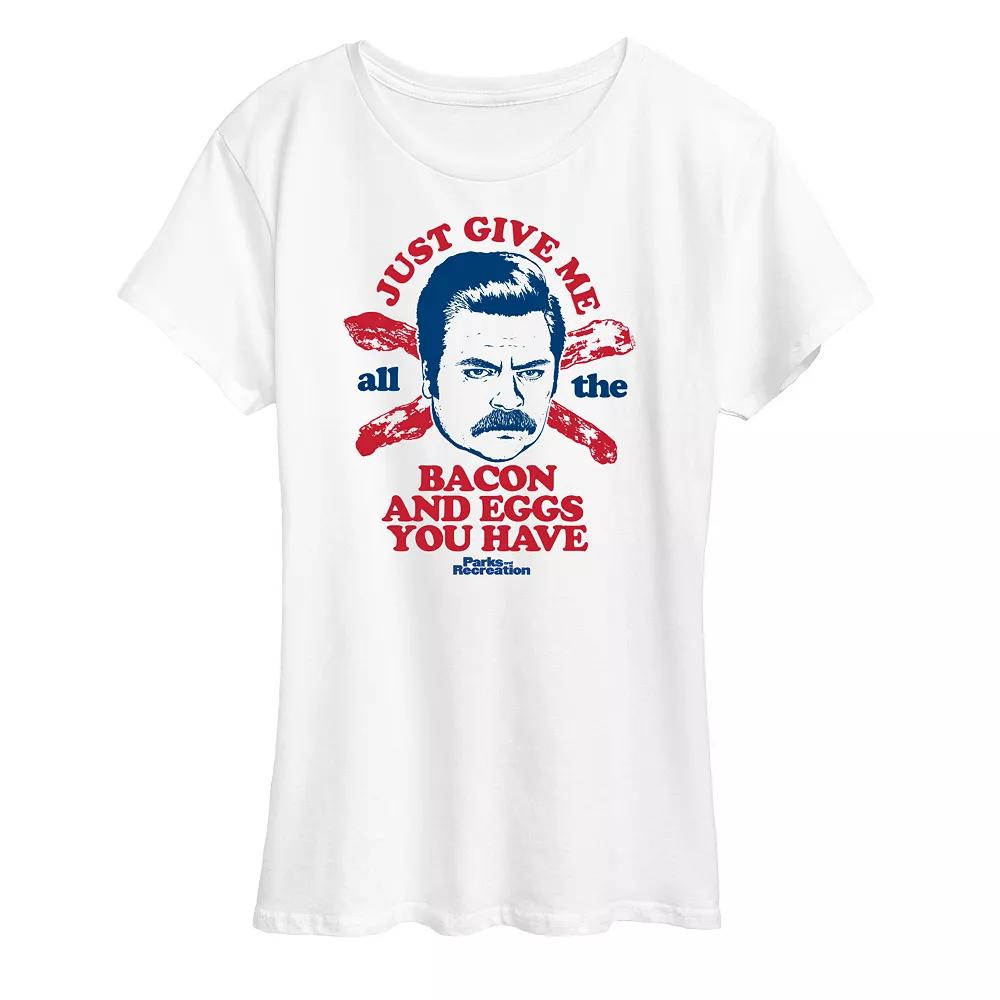 Women's Parks & Rec Ron Bacon Eggs Graphic Tee, Girl's,  Product Image
