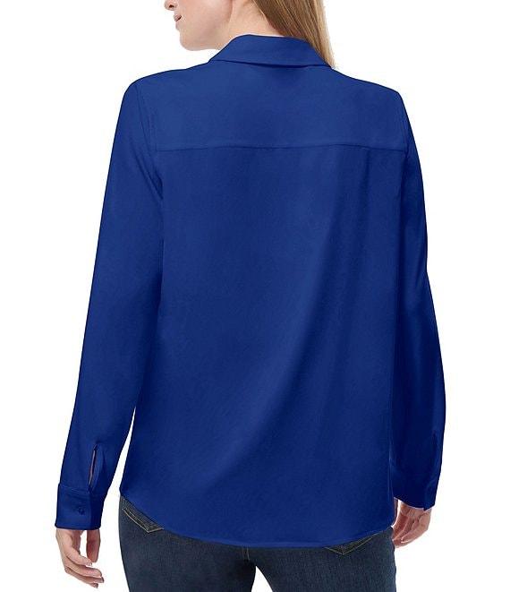 Jones New York Collared Neck Long Sleeve Button-Front Top Product Image