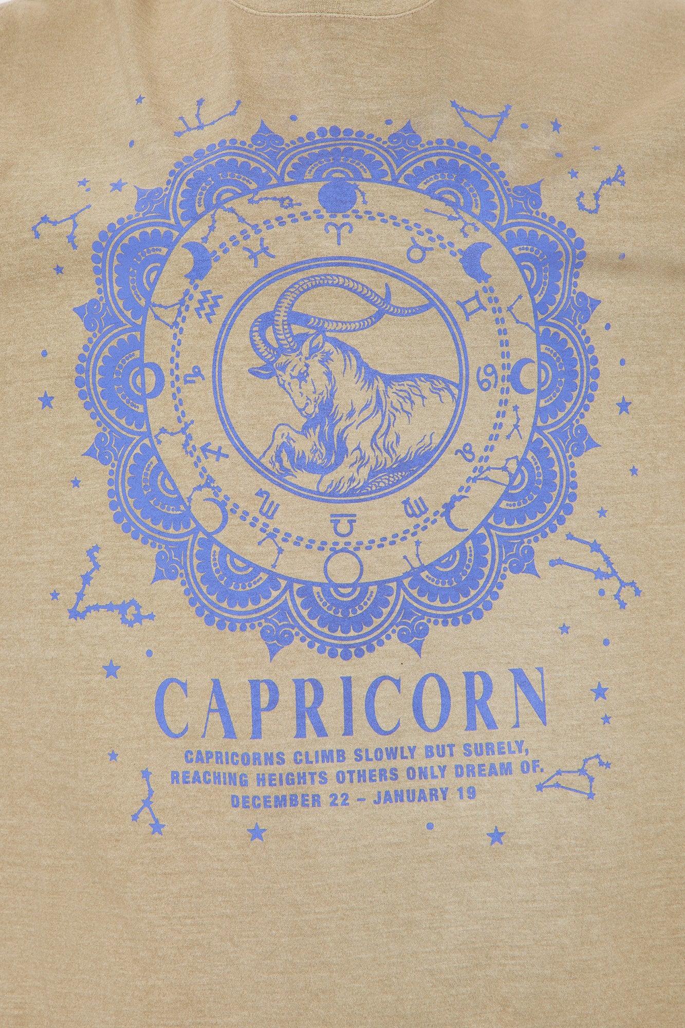 Capricorn Love Washed Oversized Tee - Khaki Product Image