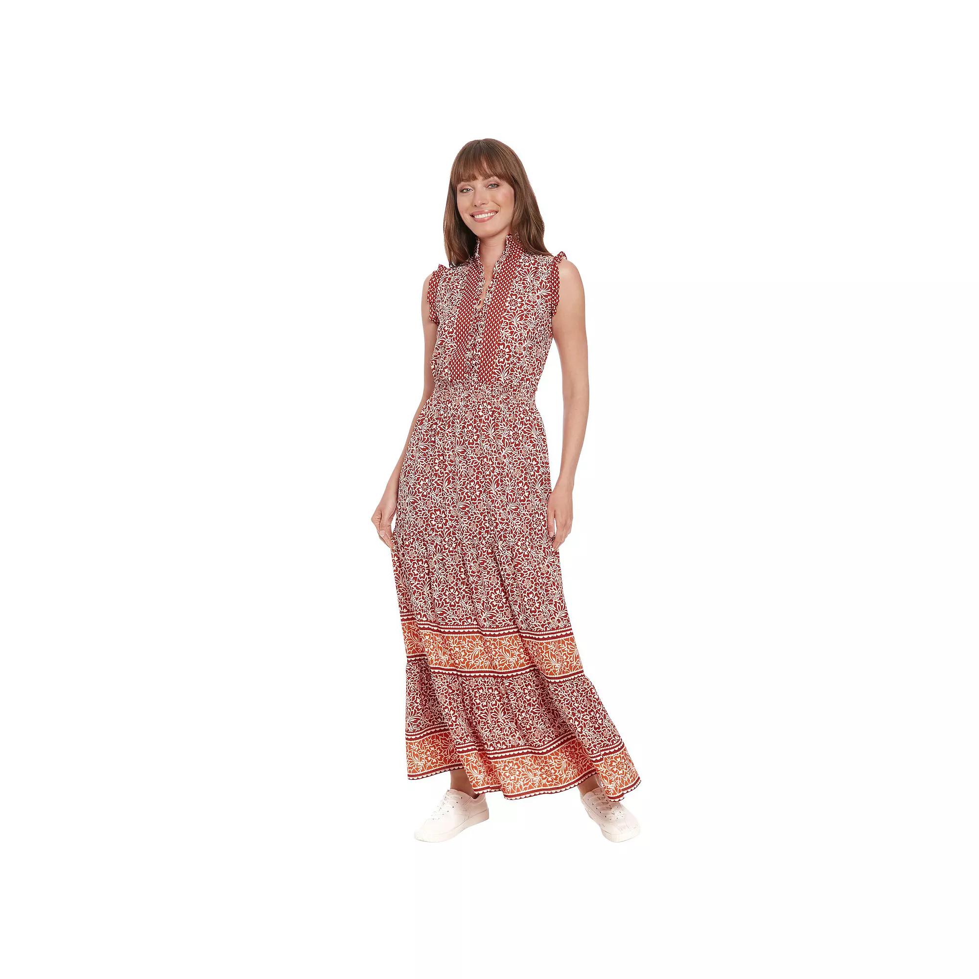 Women's London Times Floral Smocked-Waist Maxi Dress,  Product Image