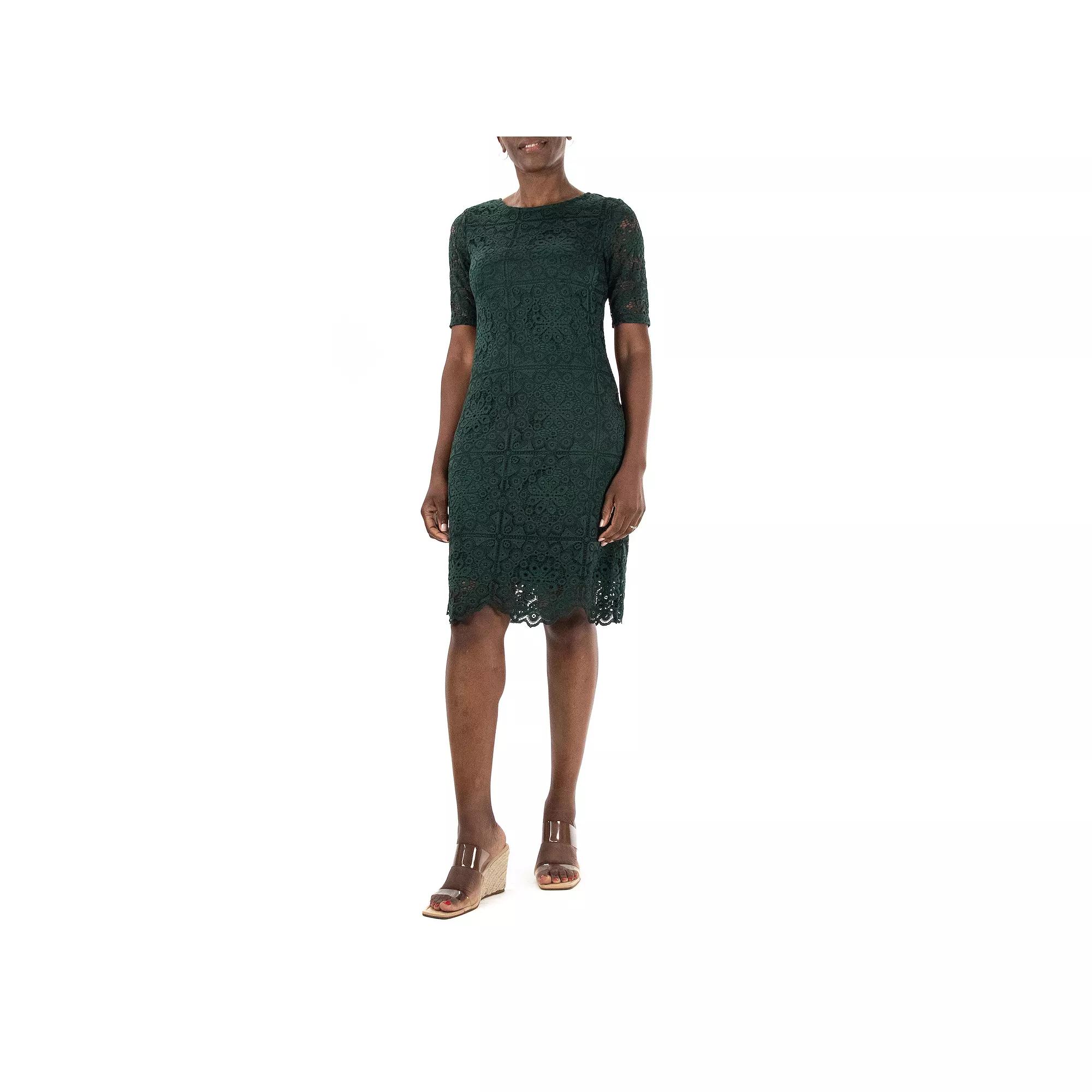 Women's Nina Leonard Lace Elbow-Sleeve Sheath Dress,  Product Image