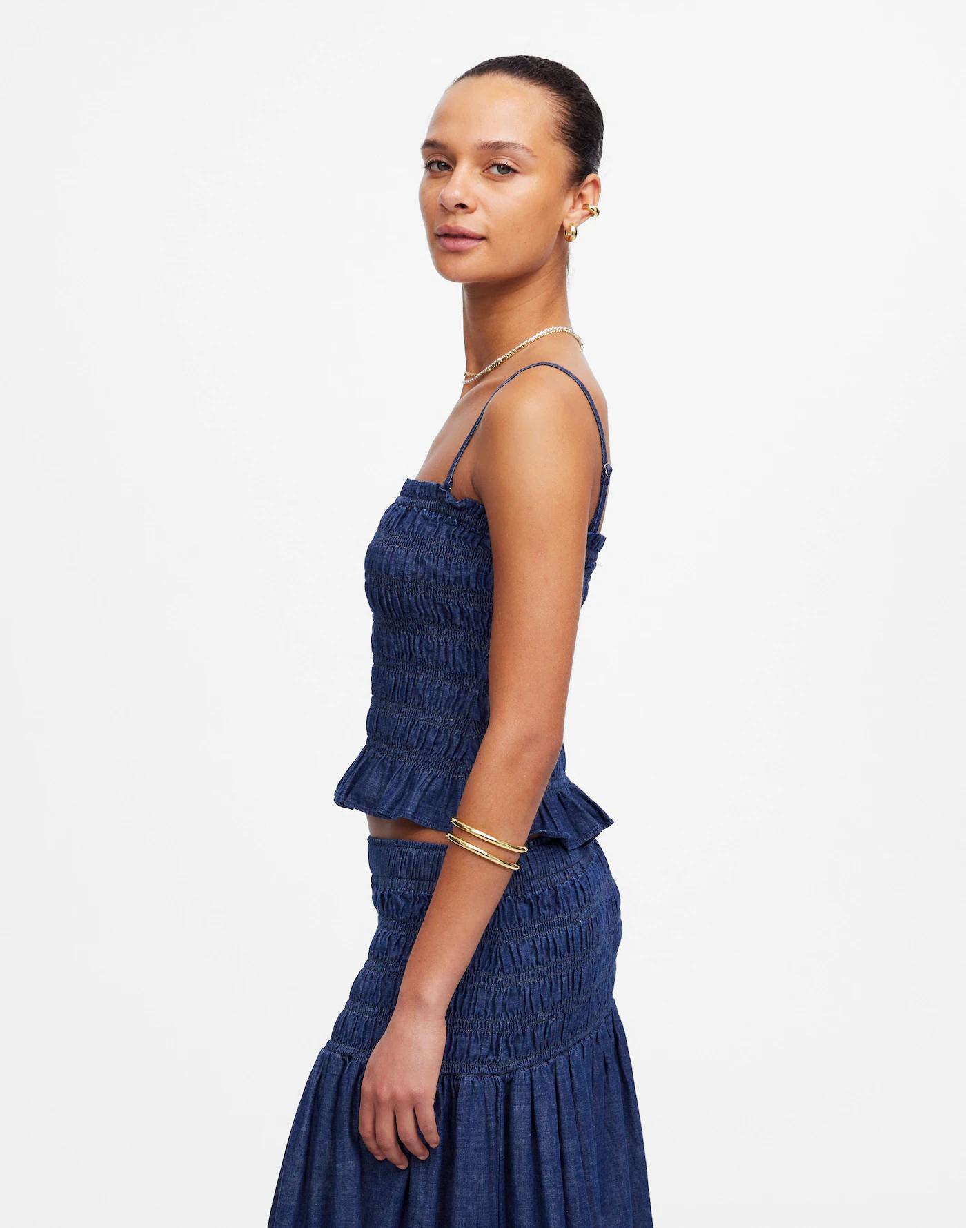 Denim Smocked Tank Product Image