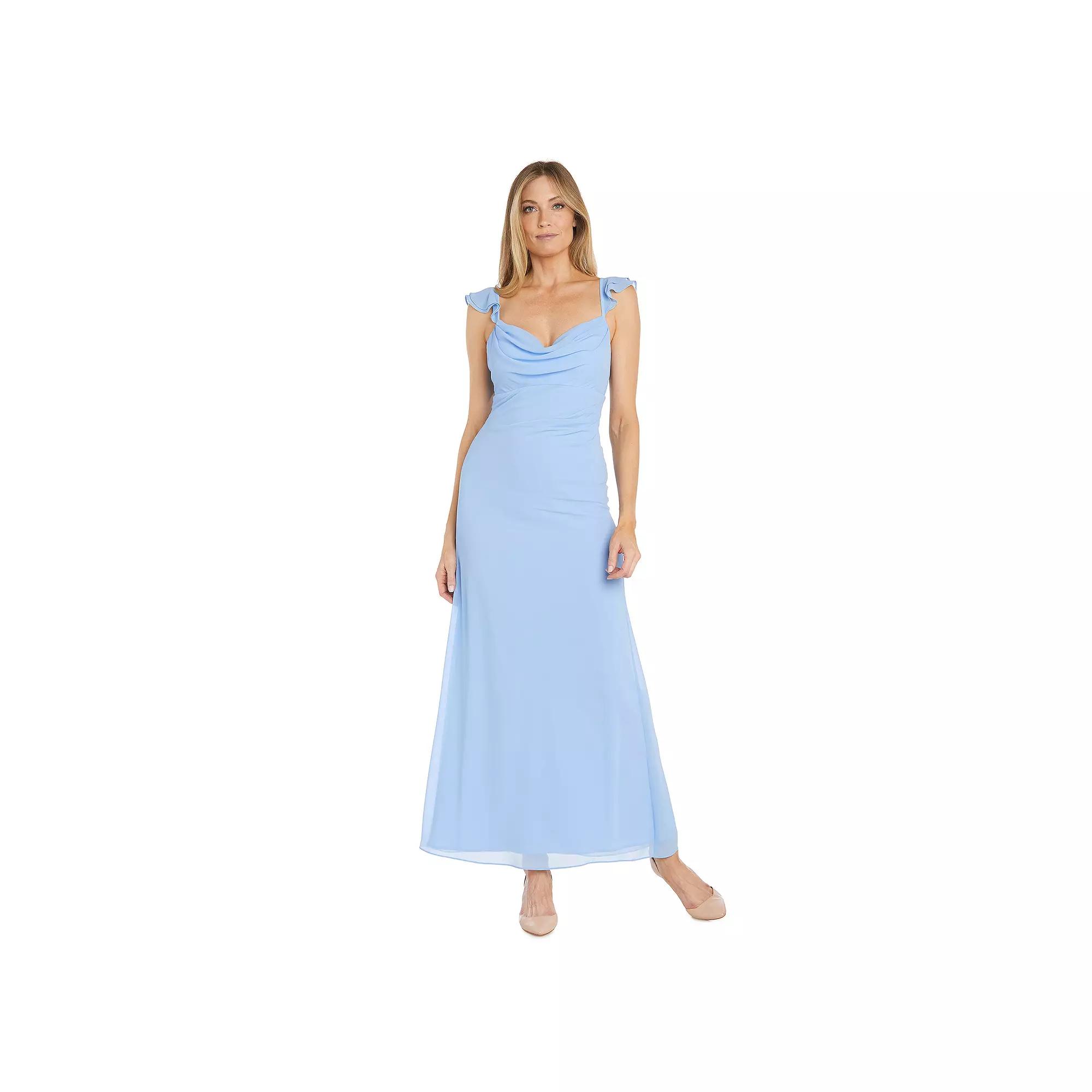 Women's R&M Richards Chiffon Layered Ruffle Sleeve Sweetheart Maxi Dress,  Product Image