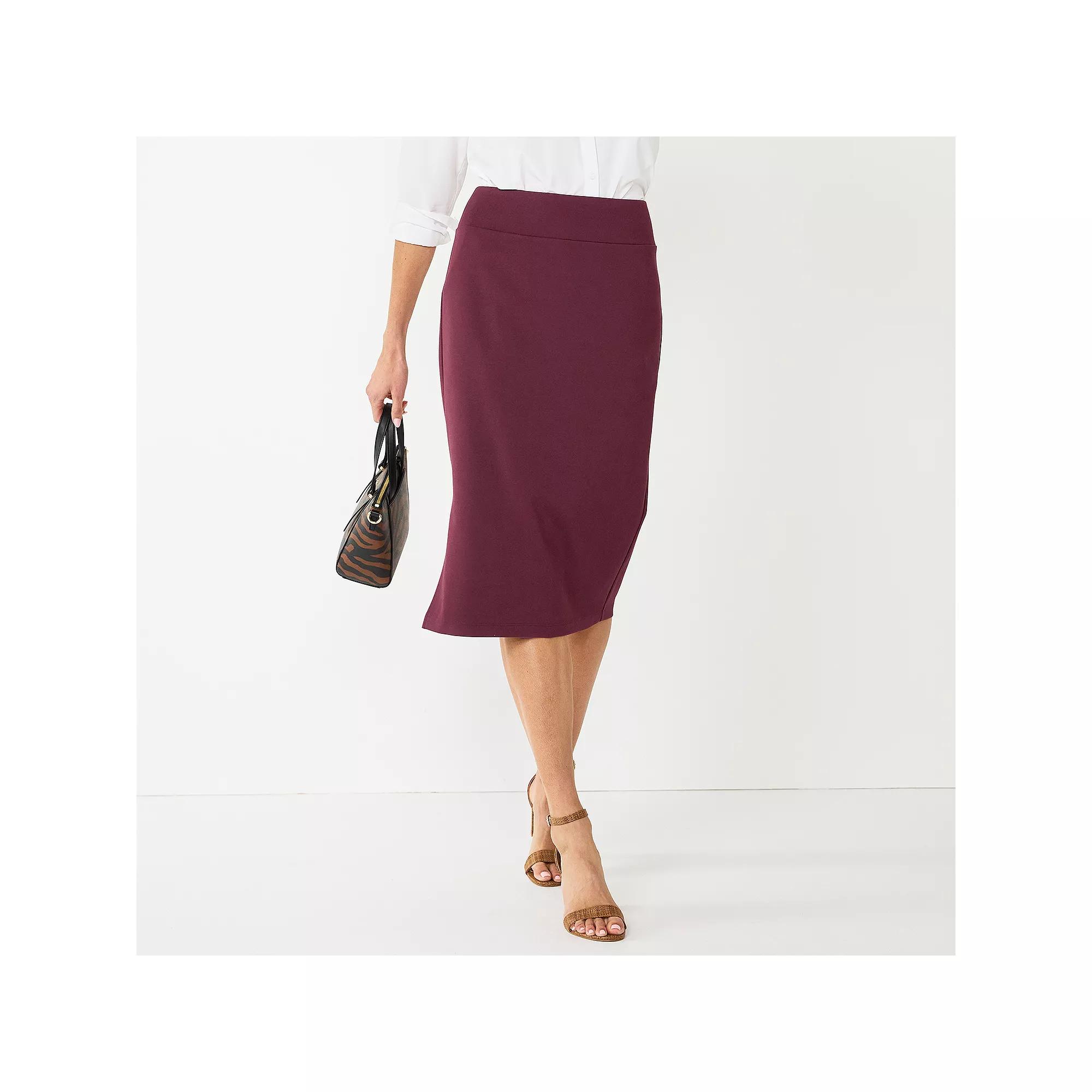 Women's Nine West Pull-On Ponte Pencil Skirt, Size: XXL, Maddie Purple Product Image