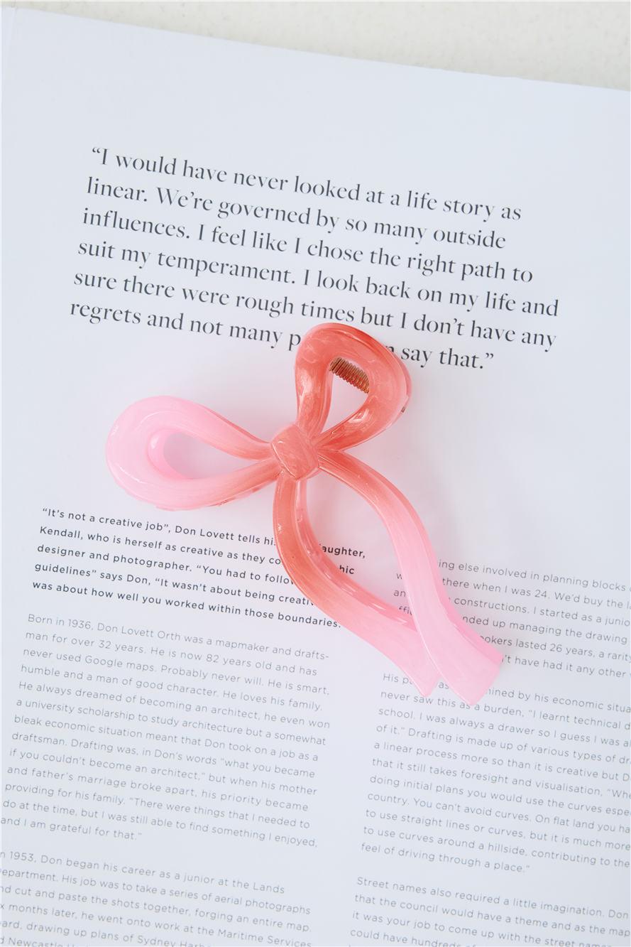 Ribbon Bows Claw Clip Ombre Pink Product Image