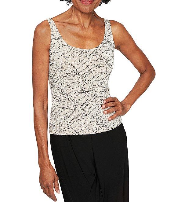 Alex Evenings Mock Neck 3/4 Sleeve Piping Glitter Embellished Printed 2-Piece Twinset Product Image
