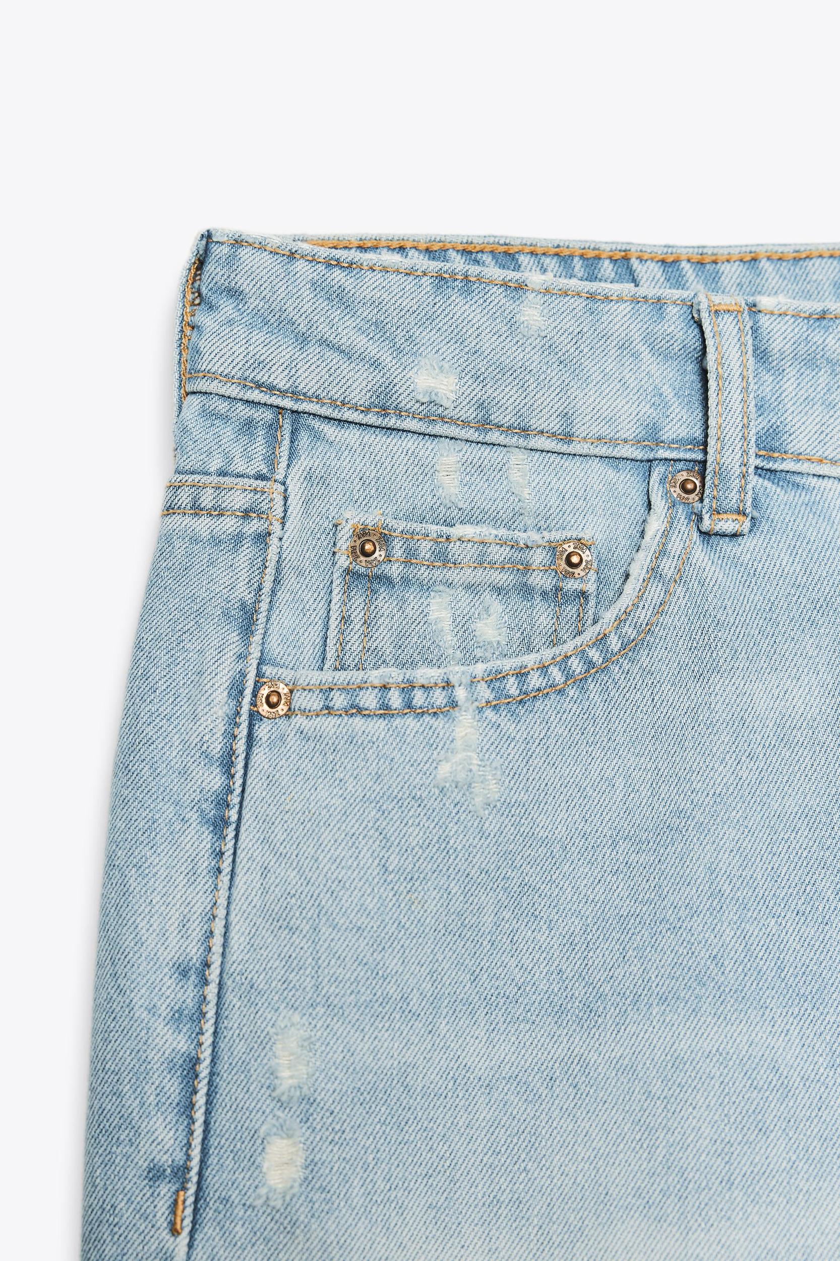 MID-RISE RIPPED TRF DENIM SHORTS Product Image