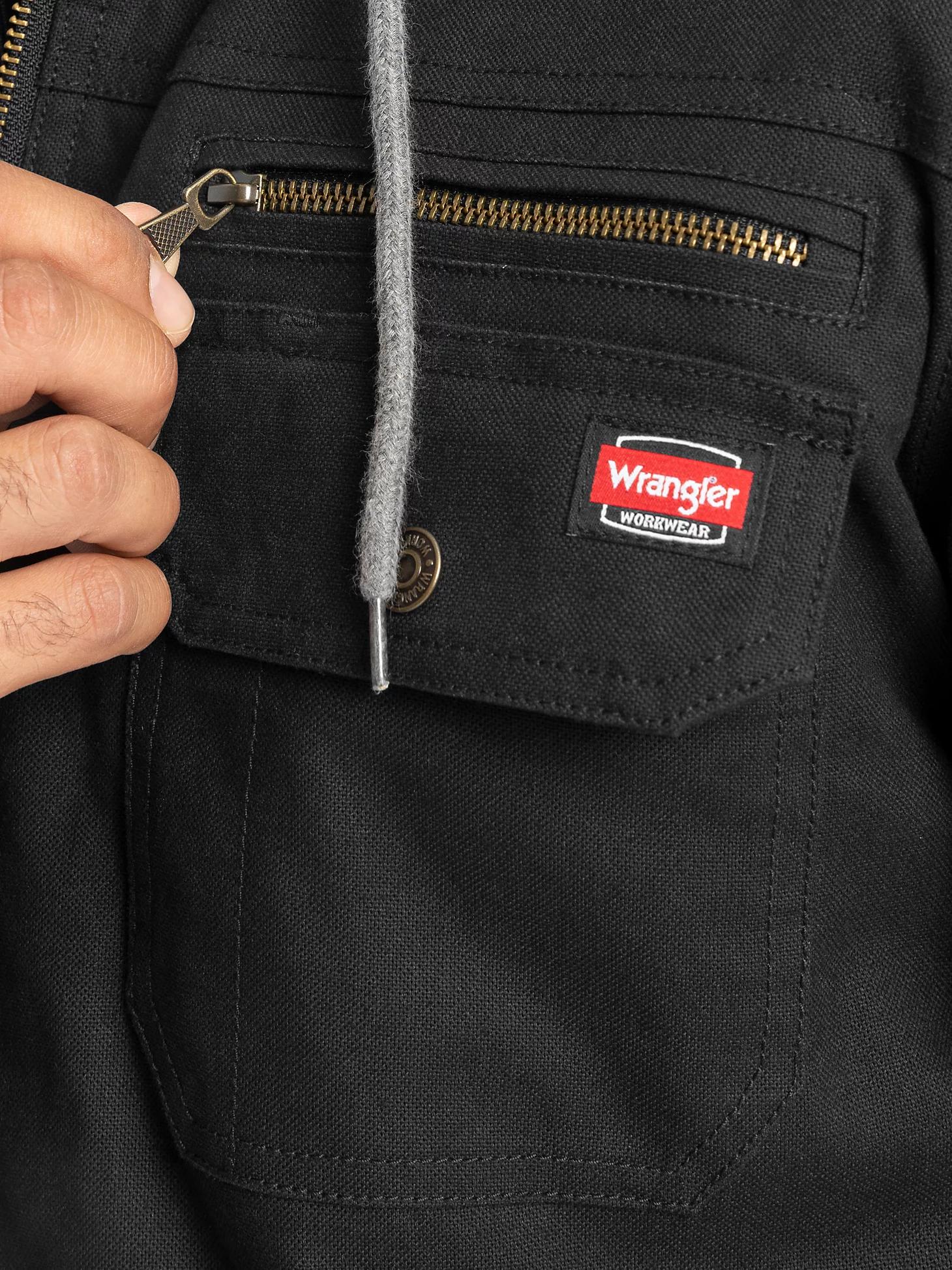 Men's Hooded Workwear Quilted Lined Shirt Jacket Caviar Product Image