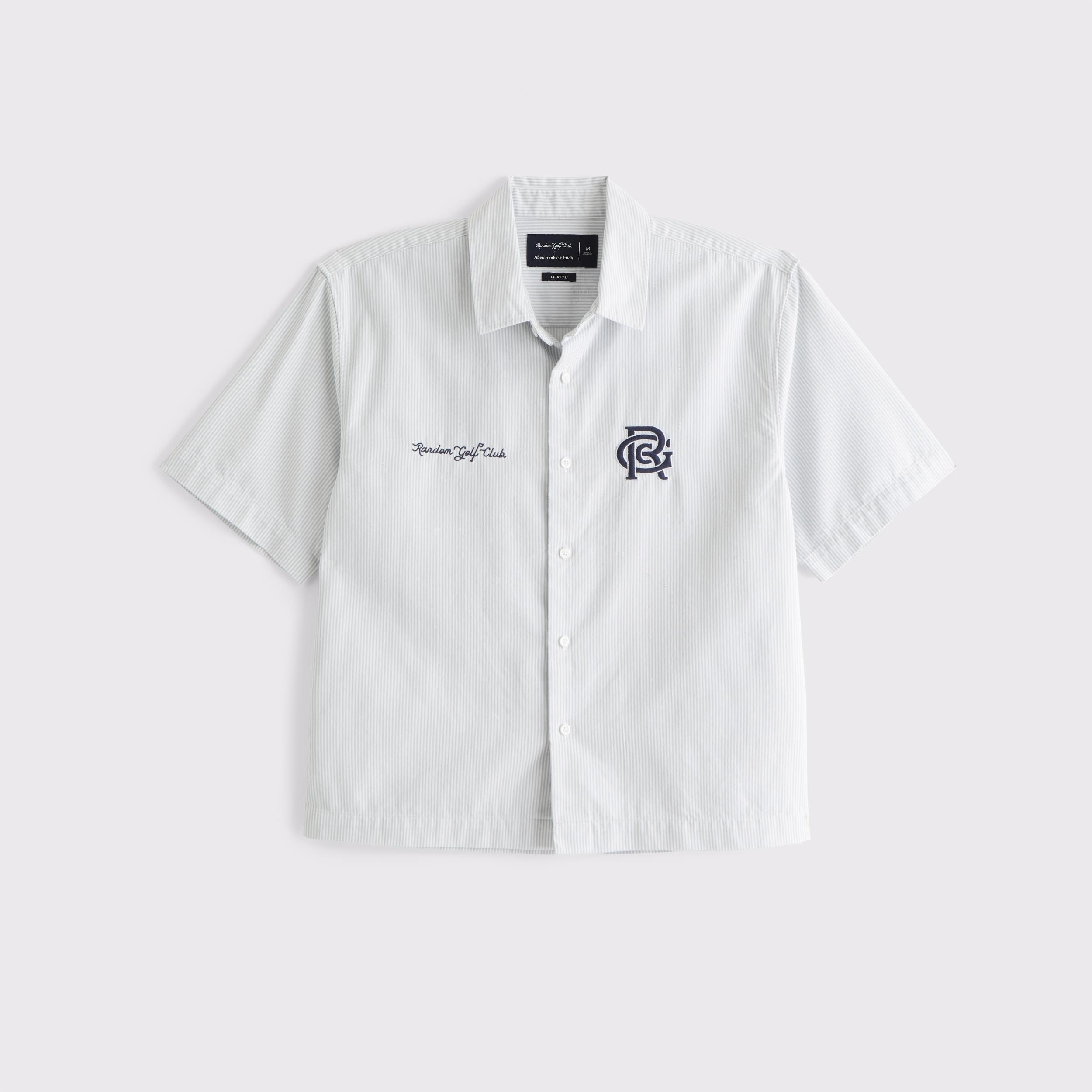Short-Sleeve Cropped Random Golf Club Button-Up Shirt Product Image