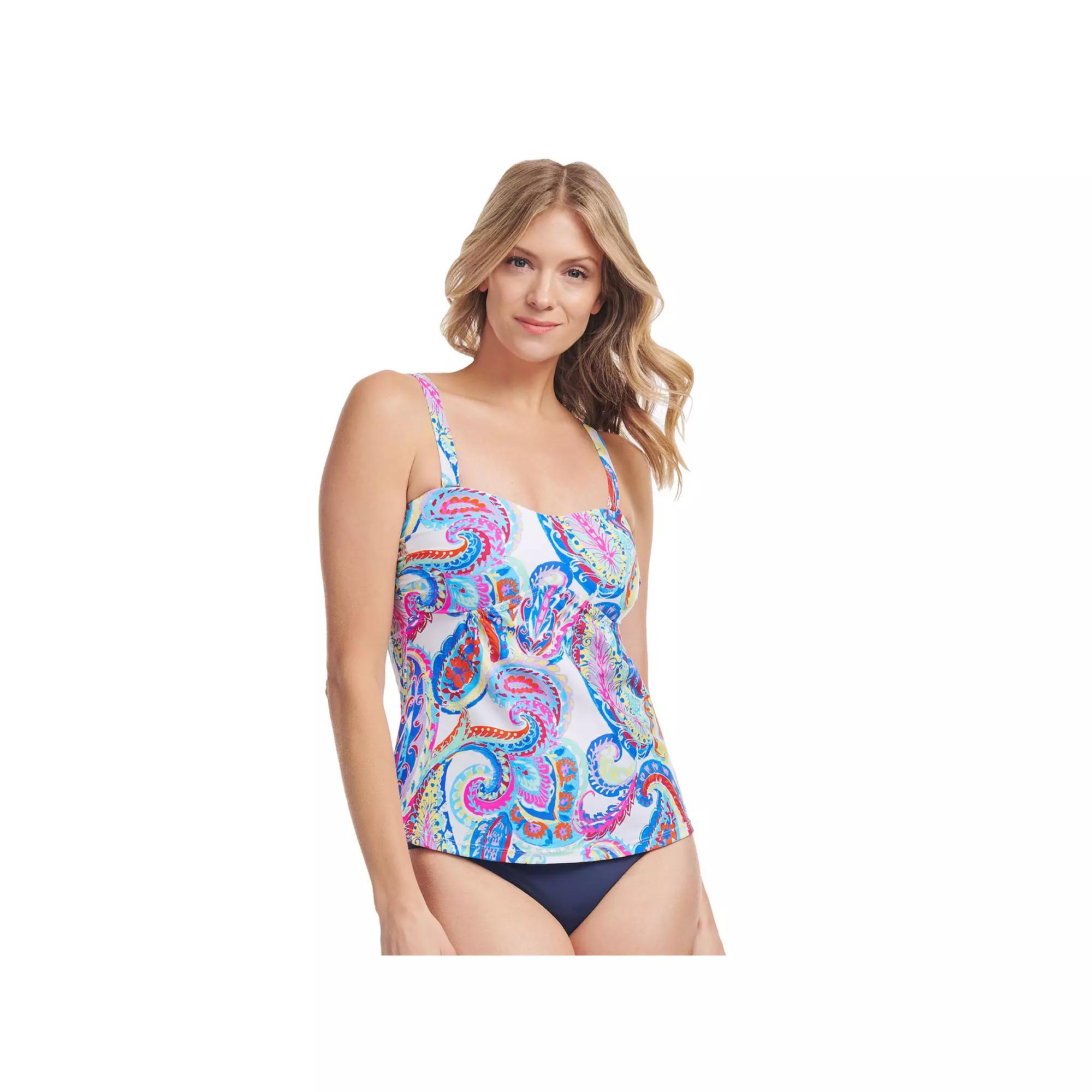Women's Mazu French Paisley Sweetheart A-Line Tankini Swim Top, Size: 10, White Product Image
