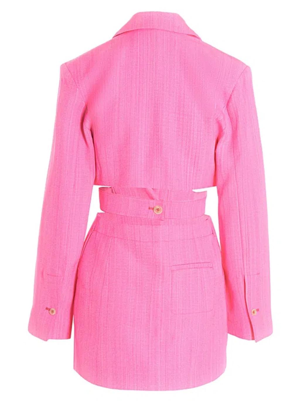 JACQUEMUS Bari Cutout Single-breasted Mini Blazer Dress In Pink Product Image
