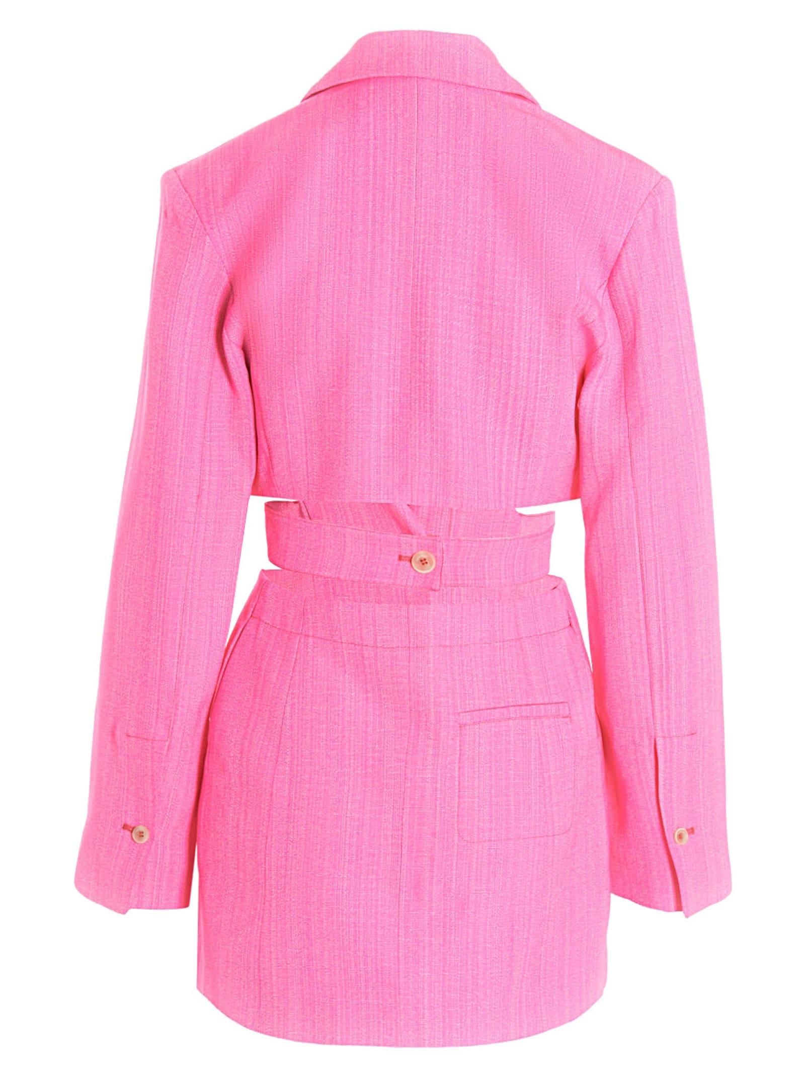 JACQUEMUS Bari Cutout Single-breasted Mini Blazer Dress In Pink Product Image