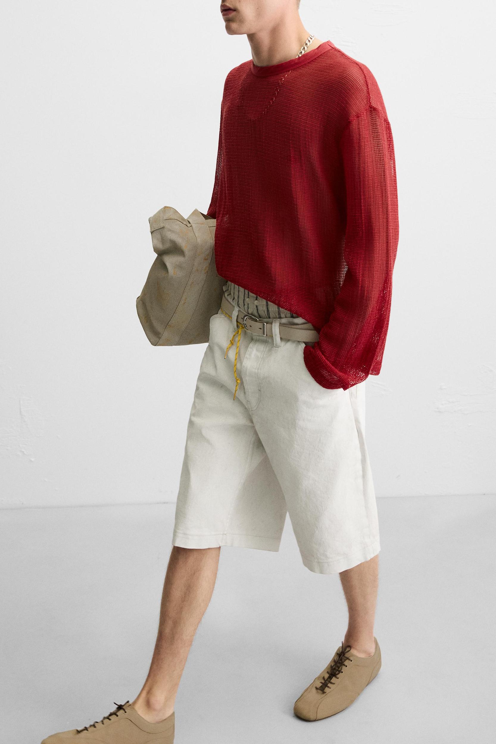 WAXED EFFECT BAGGY FIT DENIM SHORTS Product Image