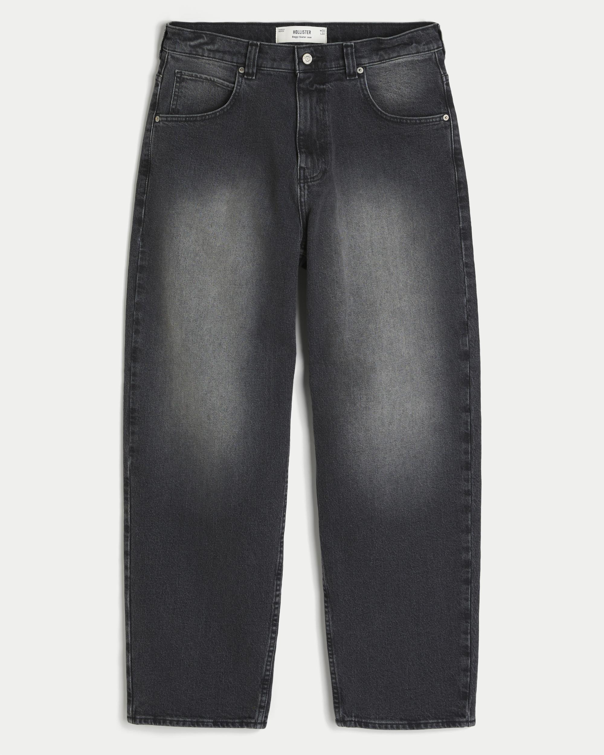 Washed Black Skater Baggy Jeans Product Image