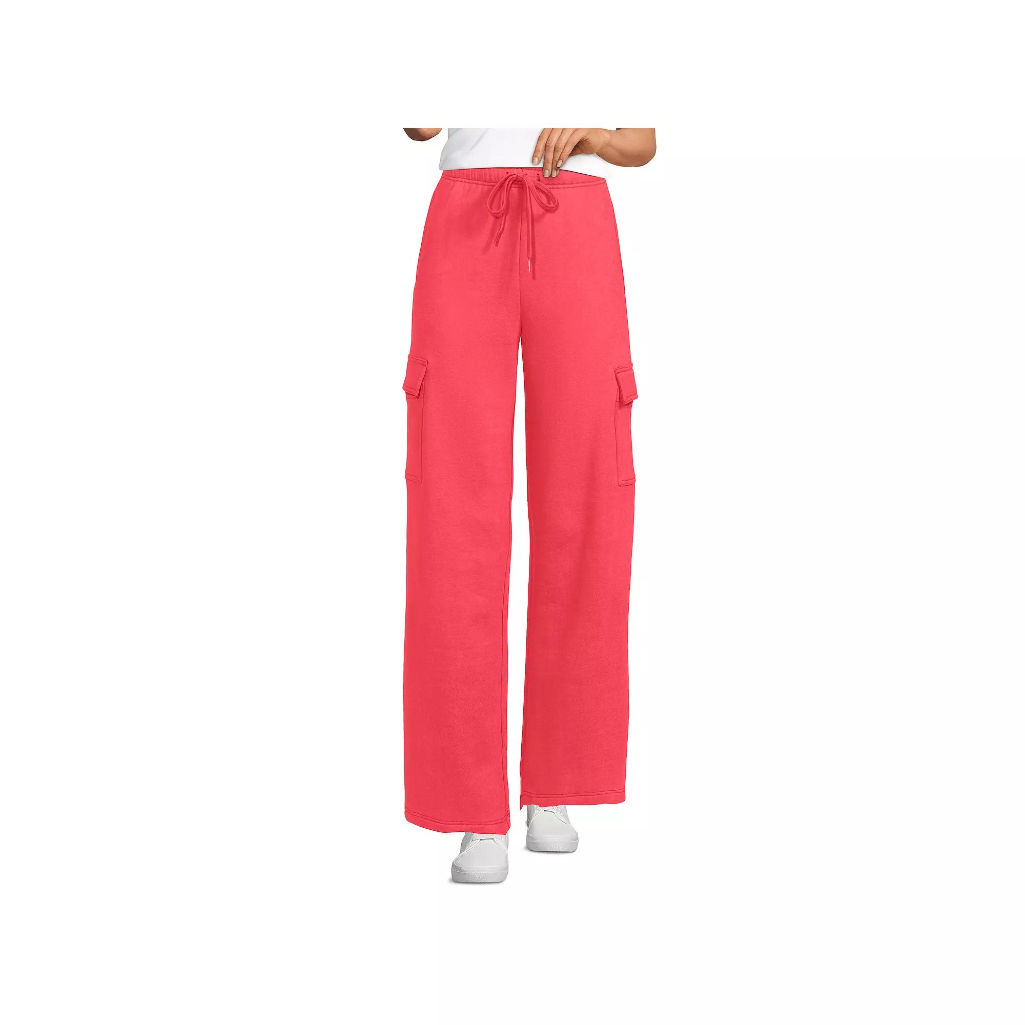 Women's Lands' End Serious Sweats High Rise Wide Leg Cargo Pants,  Product Image