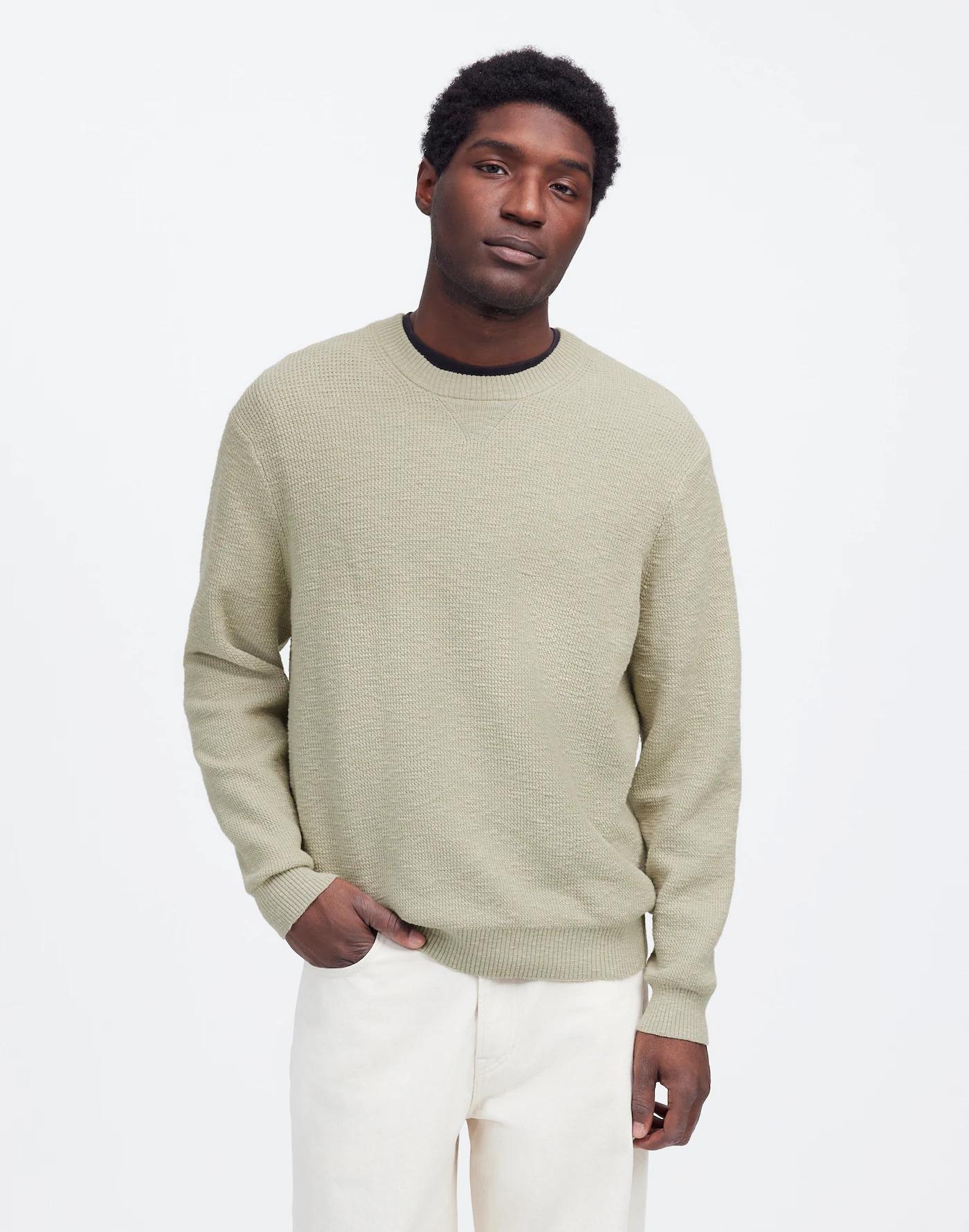 Waffle-Knit Crewneck Sweater Product Image