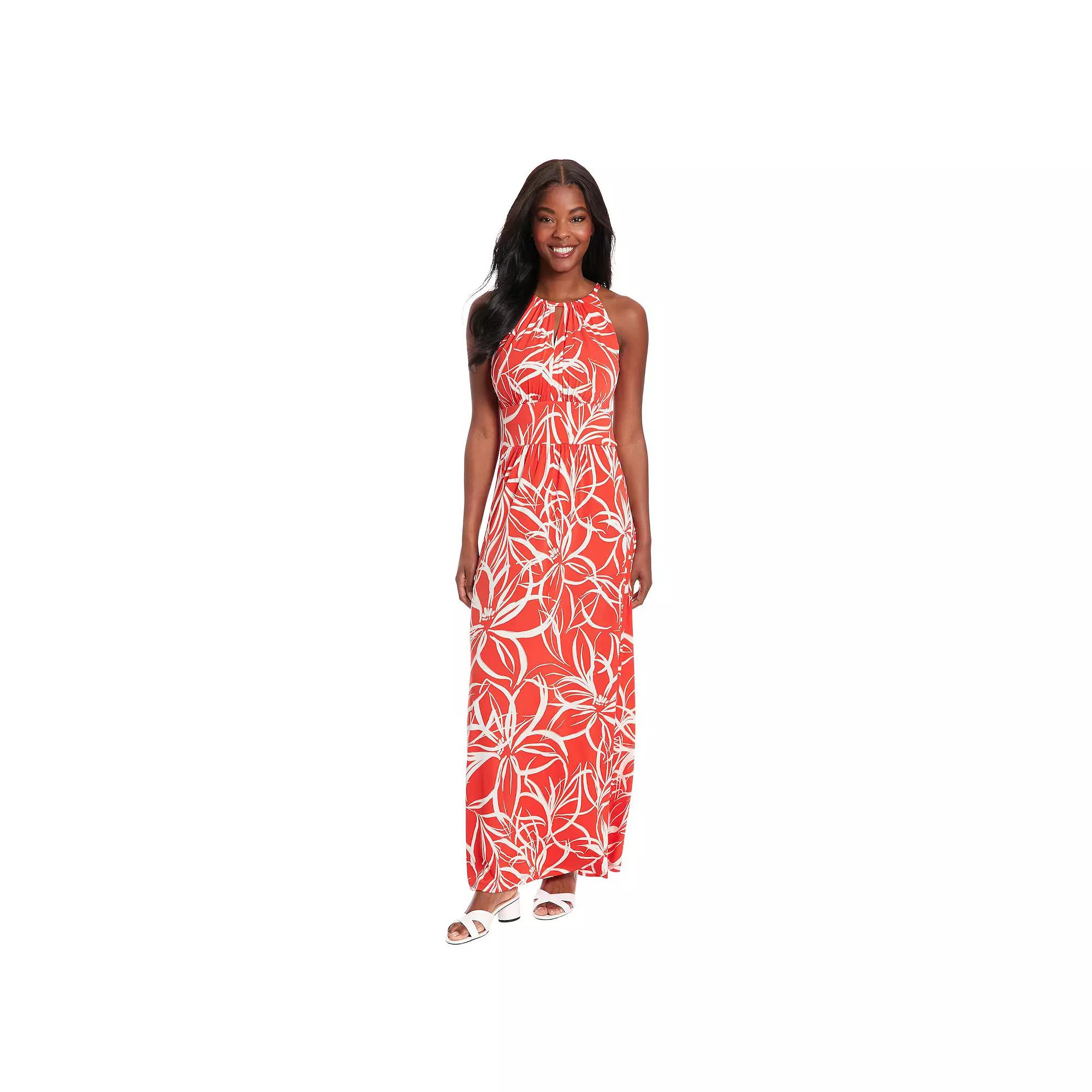 Womens London Times Scroll Halter Maxi Dress Product Image