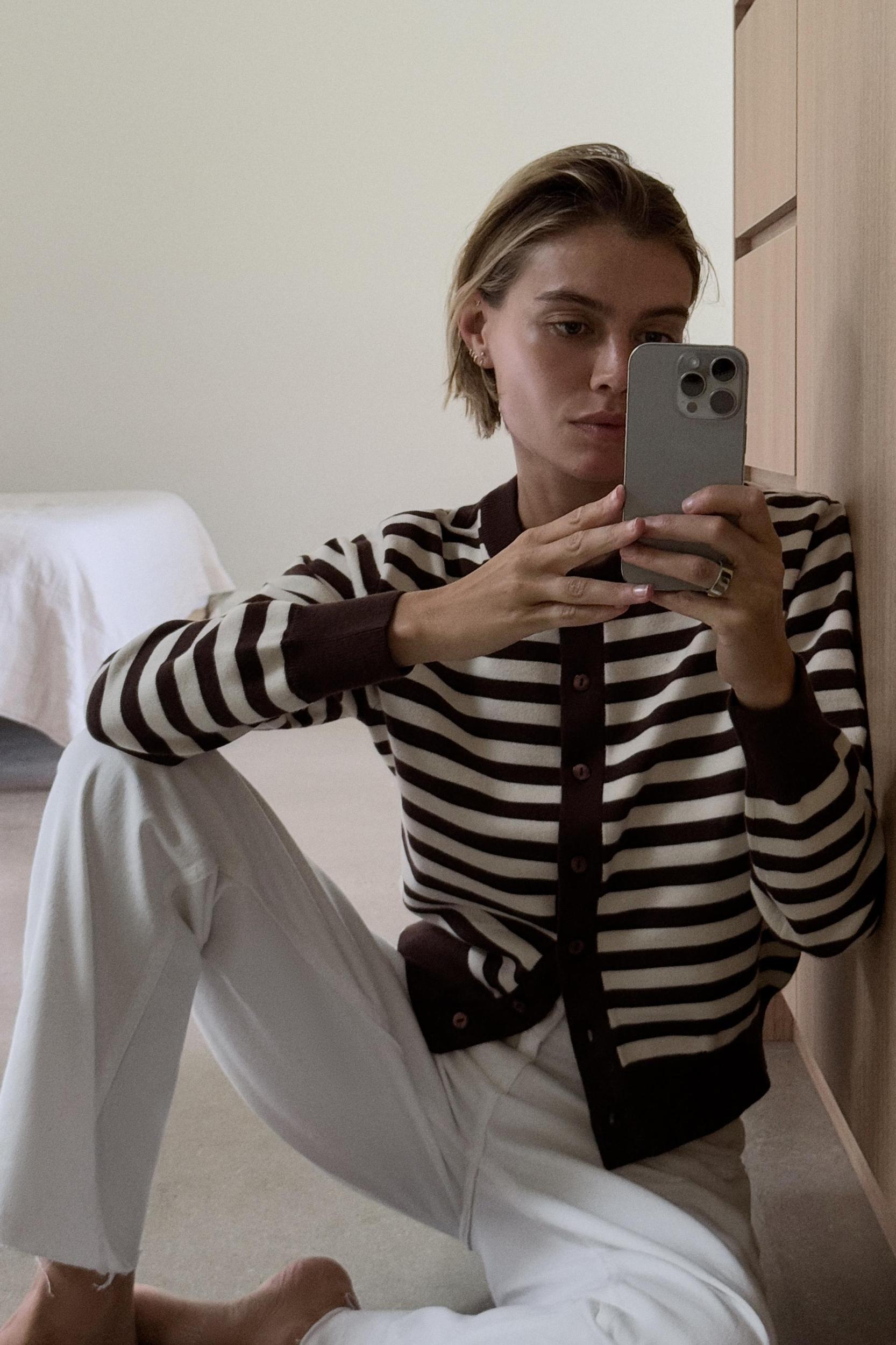 STRIPED KNIT CARDIGAN Product Image