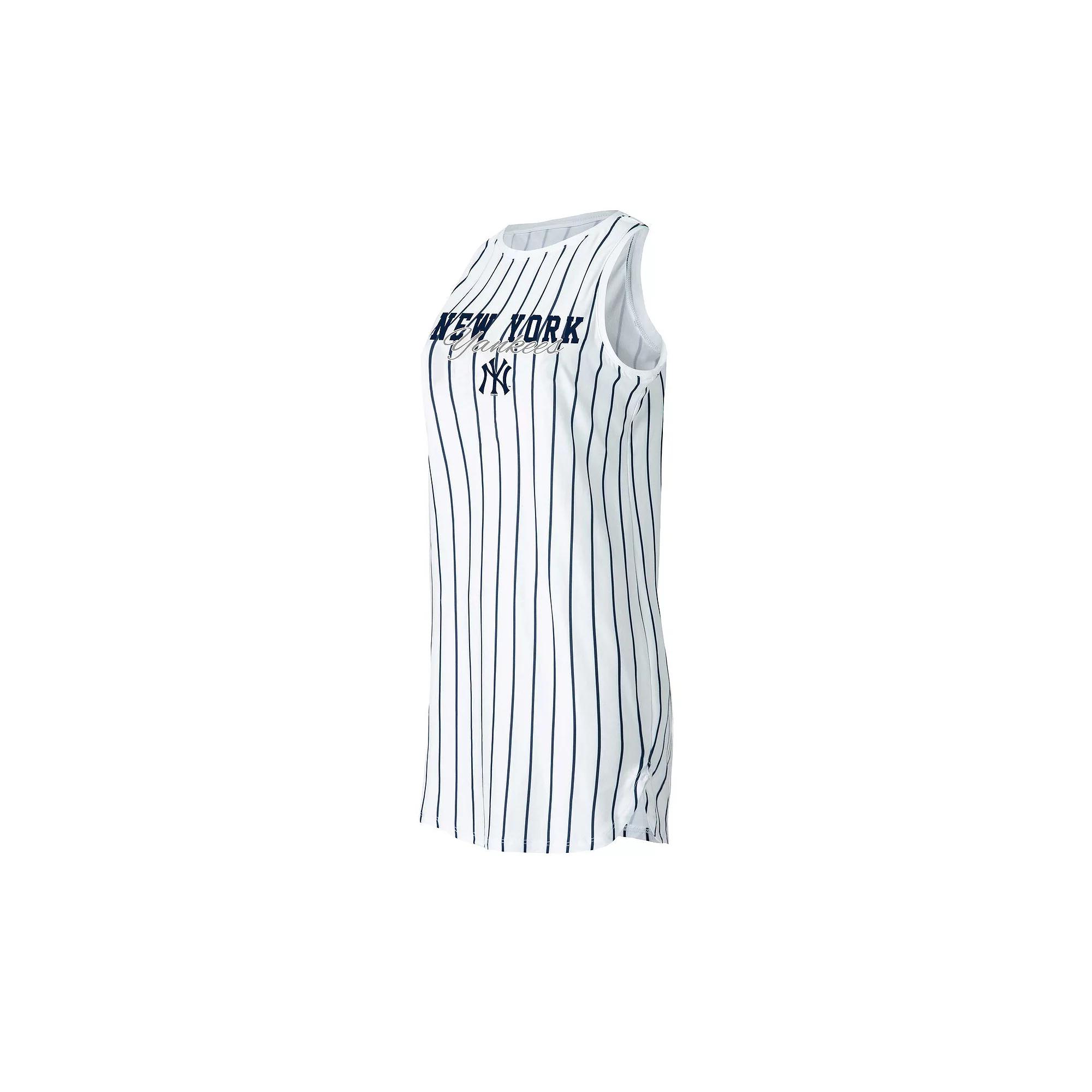 Women's Concepts Sport White Boston Red Sox Reel Pinstripe Knit Sleeveless Nightshirt,  Product Image