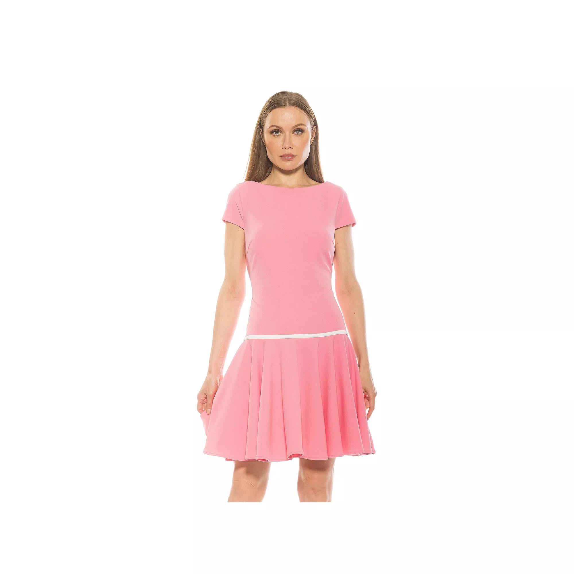 Women's ALEXIA ADMOR Aoife Boatneck Cap Sleeve Dropped Waist Dress,  Product Image