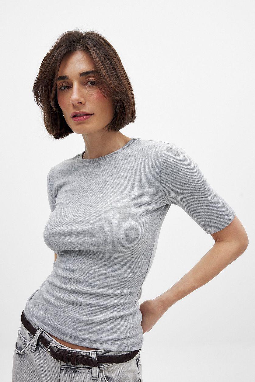 Round Neck Ribbed Top Product Image