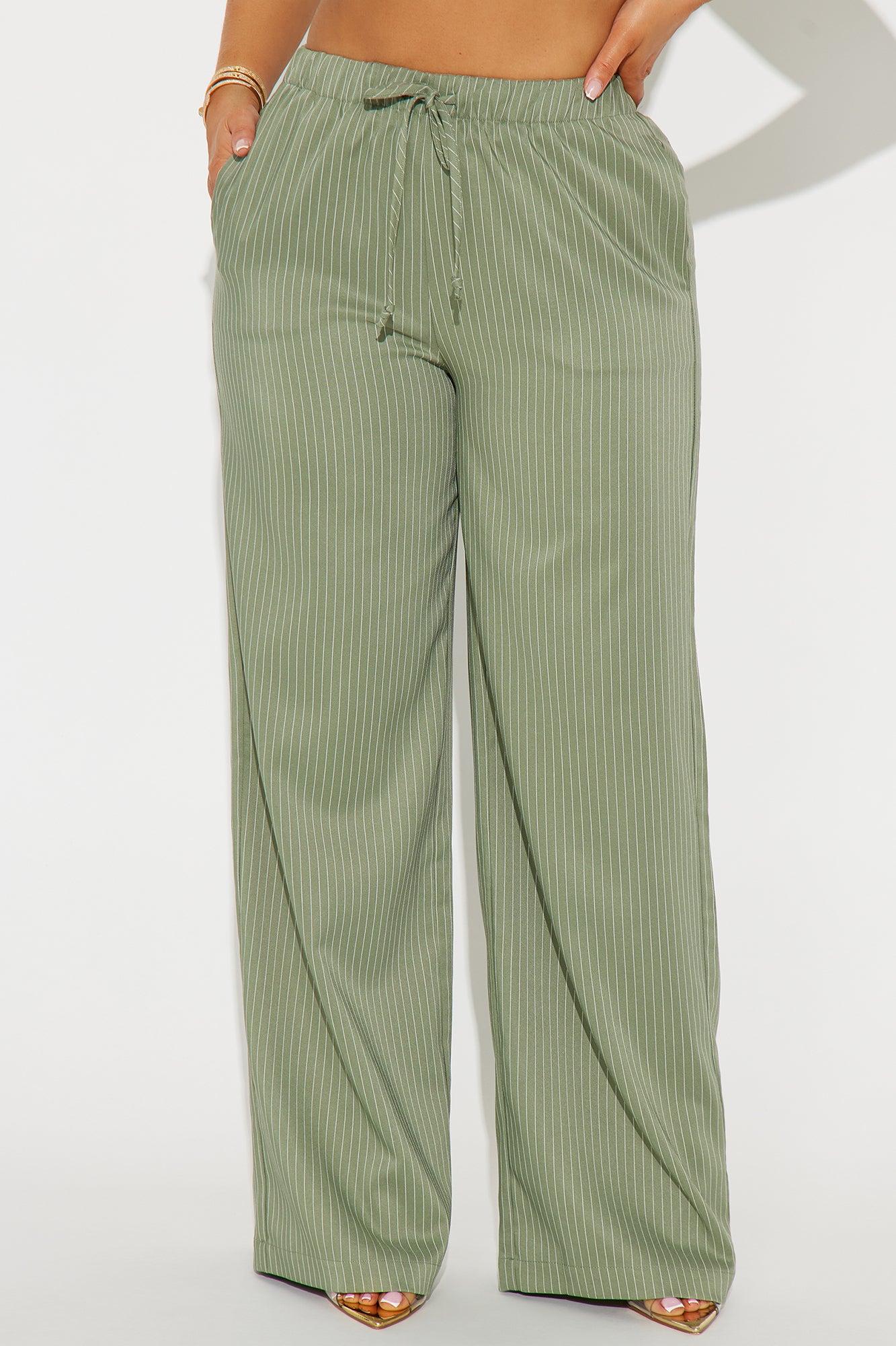 Until Next Time Pinstripe Trouser - Sage Product Image